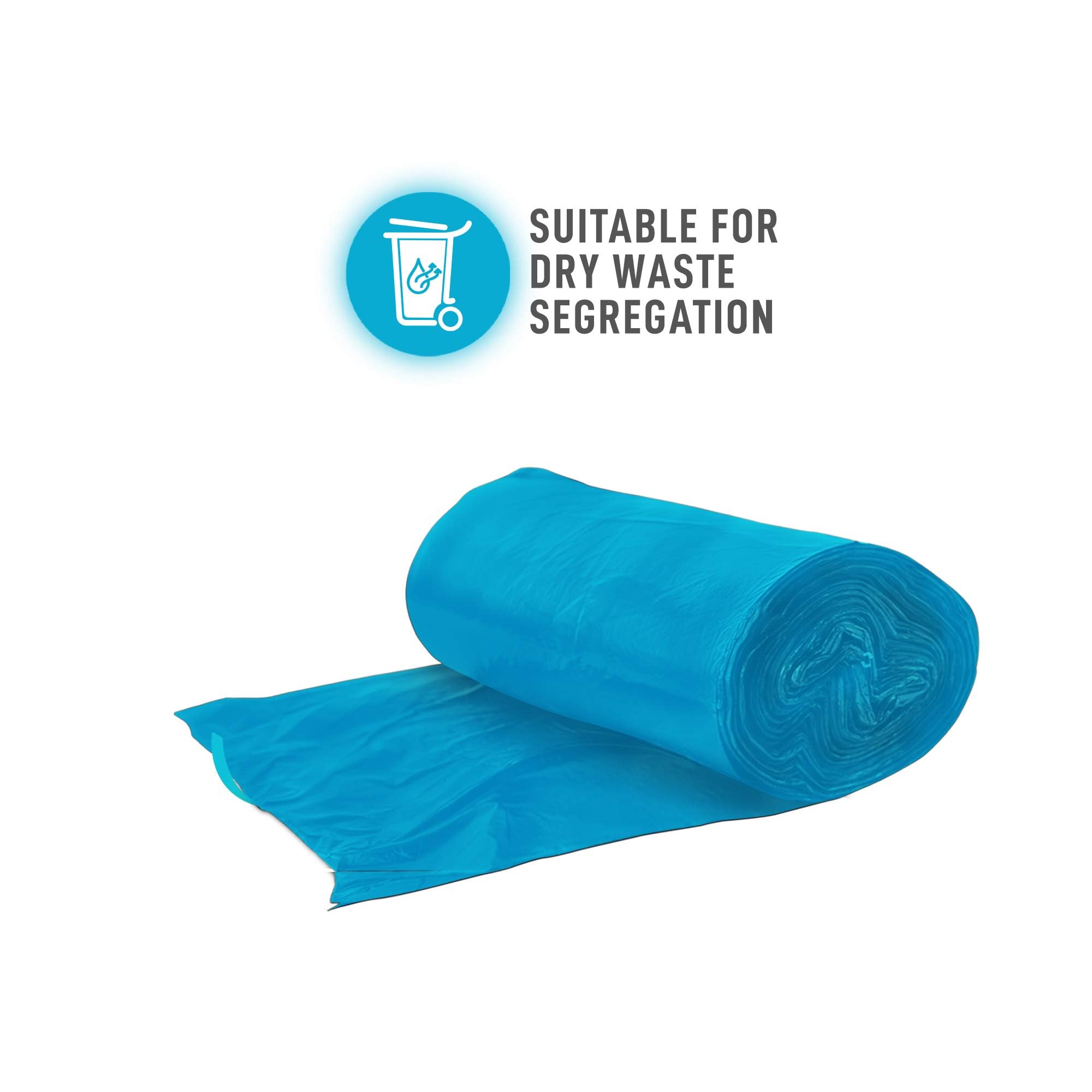 Presto! Large Trash Bags 90 Count (15 Bags x 6 Rolls) | 24x32 Inch Heavy Duty Garbage Bags for Kitchen, Office & Home Use | Blue Dry Waste Disposal Bags | Durable & Leak-Proof