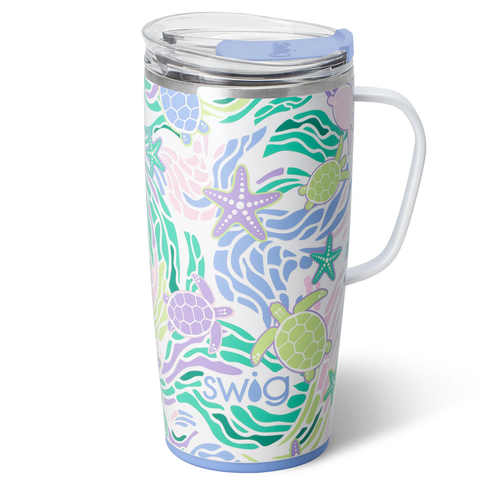 22oz Sea Swirl Insulated Travel Mug - Leak-Proof Stainless Steel Tumbler with Lid for Coffee, Tea & Cold Drinks - Perfect for Commuting, Camping & Outdoor Adventures