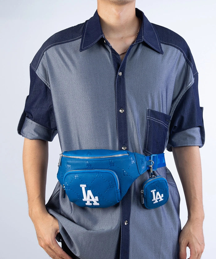 MLB Los Angeles Dodgers Official Logo Waist Pack - Crossbody Belt Bag for Men & Women - Perfect for Sports Games, Concerts & Travel