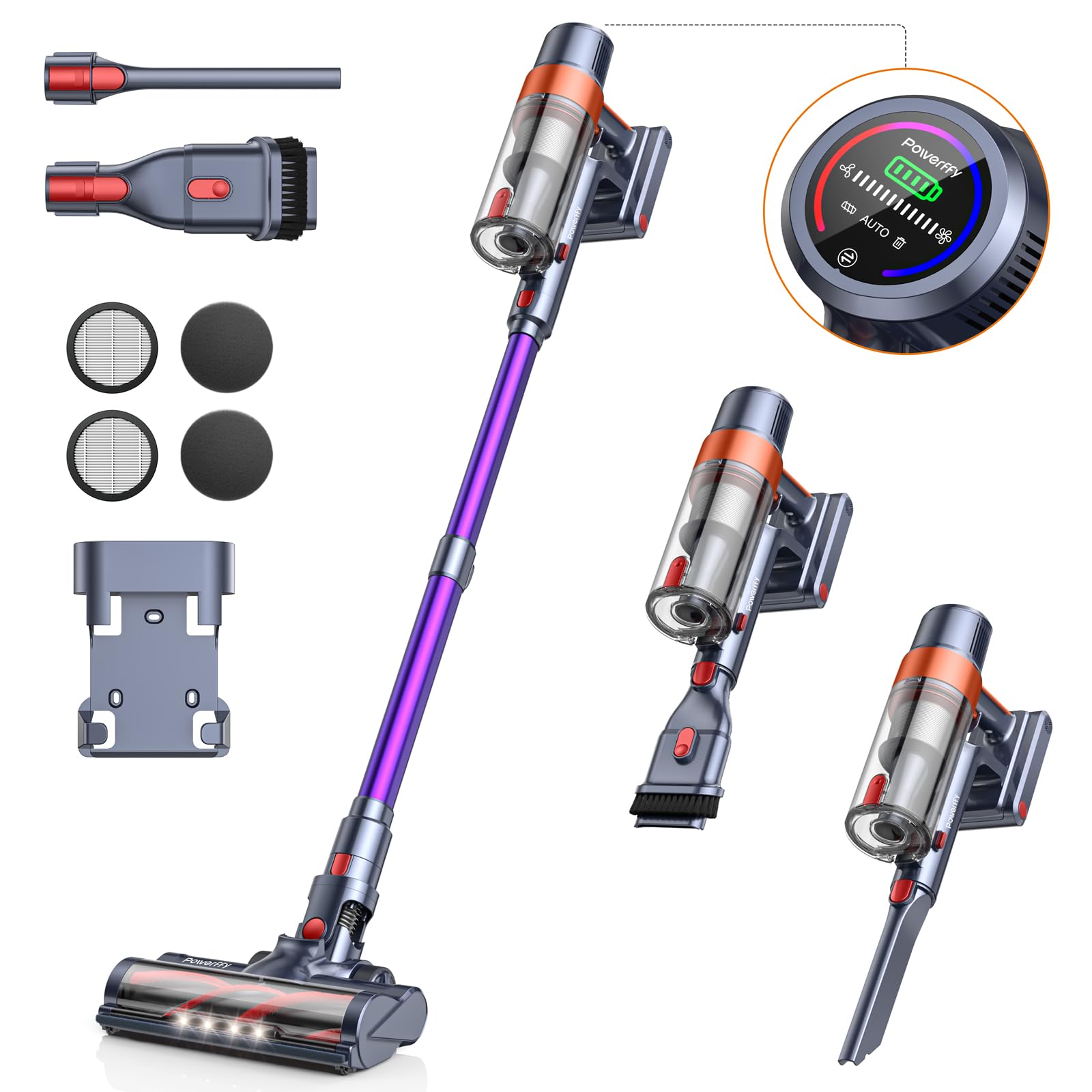 Powerful 450W Cordless Stick Vacuum Cleaner with 40KPA Suction, 55 Mins Runtime & 1.5L Dust Cup - Lightweight for Home, Carpet, Pet Hair & Hard Floors - Perfect for Quick Cleanups & Pet Owners
