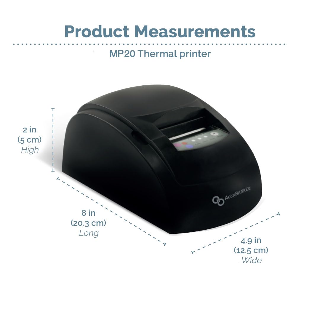 AccuBANKER MP20-510 Thermal Printer for AB510 Bill Counter - Fast & Quiet Bill Verification Reports | Compact Money Counting Accessory for Banks, Retail Stores & Cash Offices (AB510 Compatible)