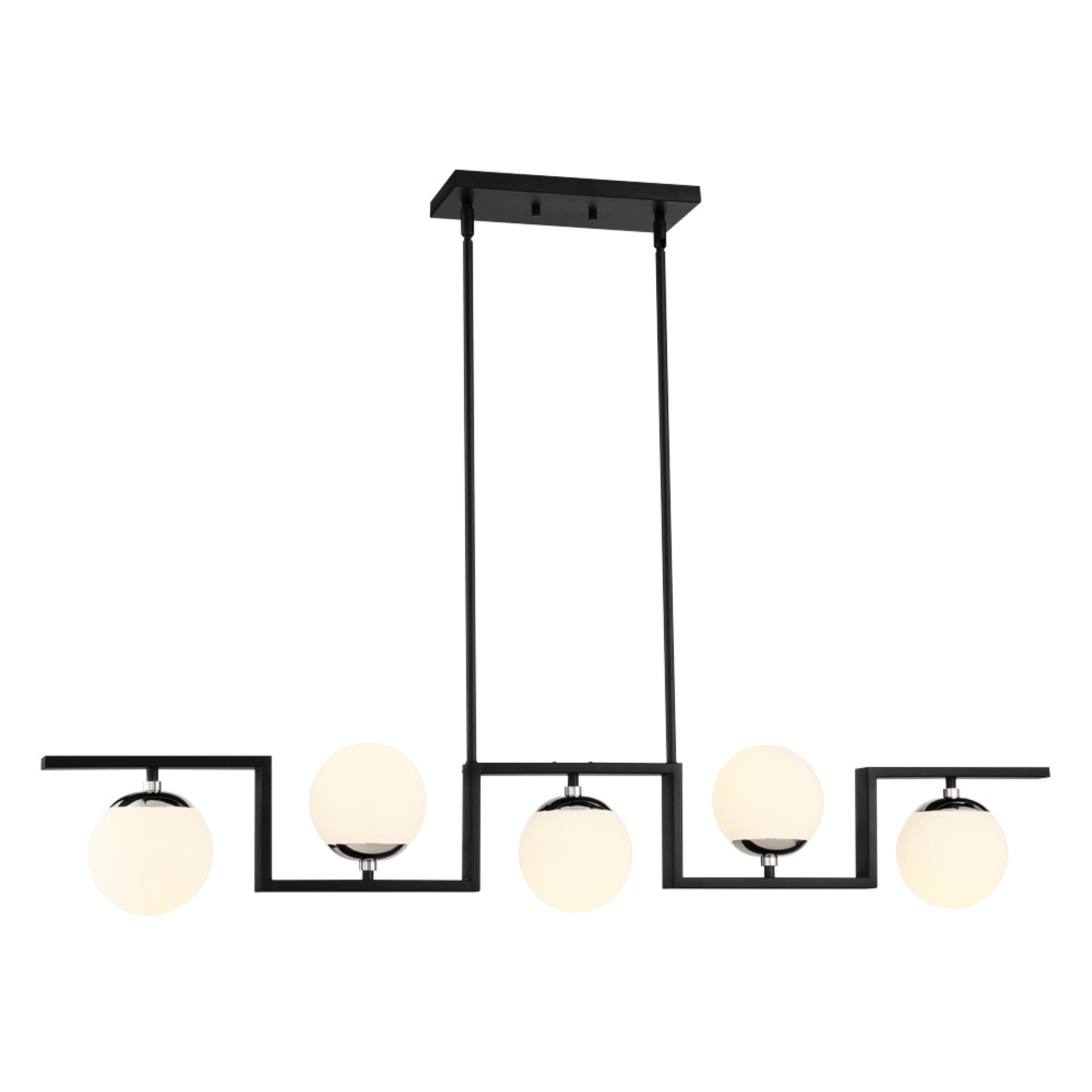 Alluria 47-Inch 5-Light Modern Pendant Lighting Fixture in Coal Black Finish - Perfect for Kitchen Island, Dining Room, and Living Room Ceiling Decor