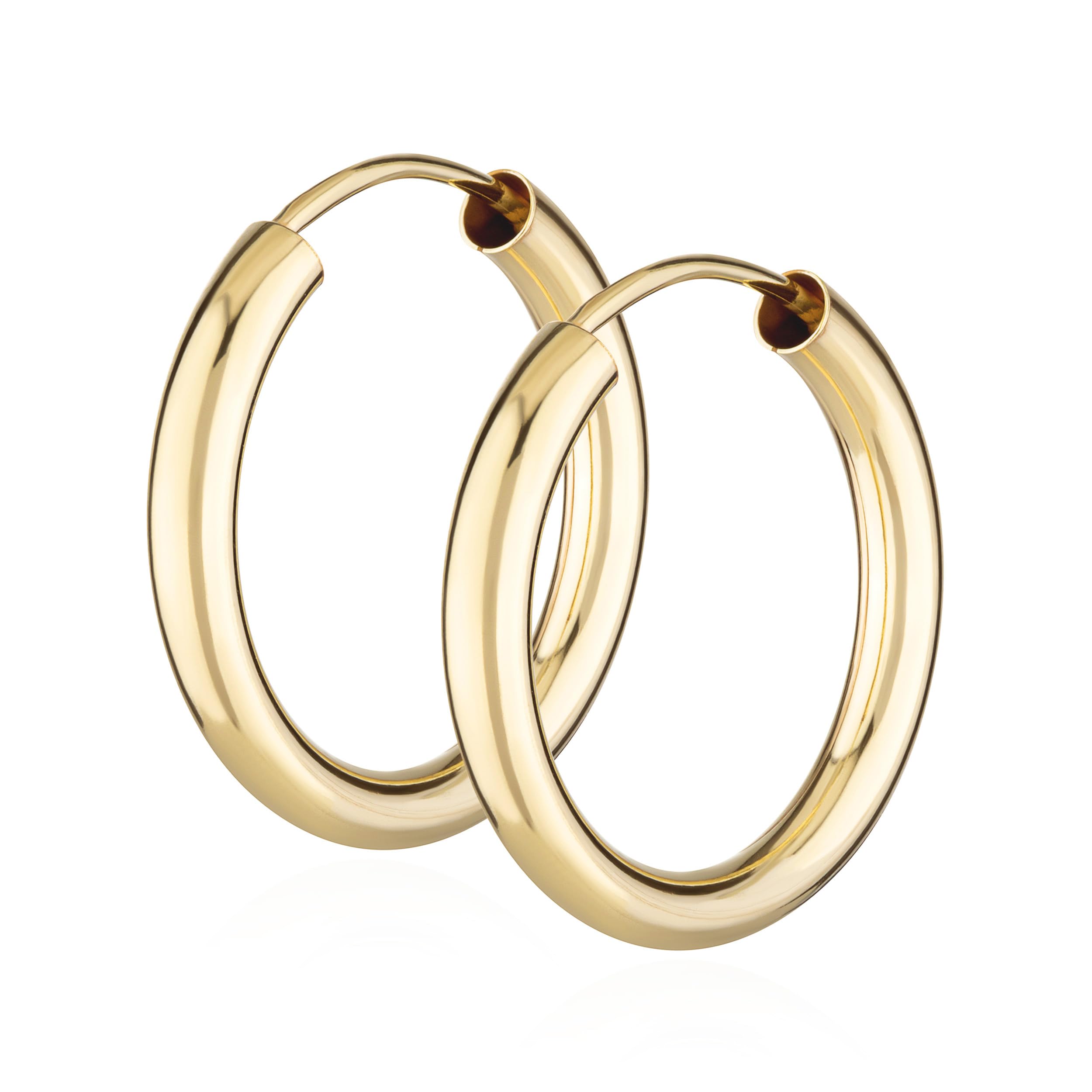 PAAR 333 Yellow Gold Creole Hoop Earrings - 20mm Round 14K Gold Earrings for Women - Perfect for Parties, Weddings & Everyday Elegance
