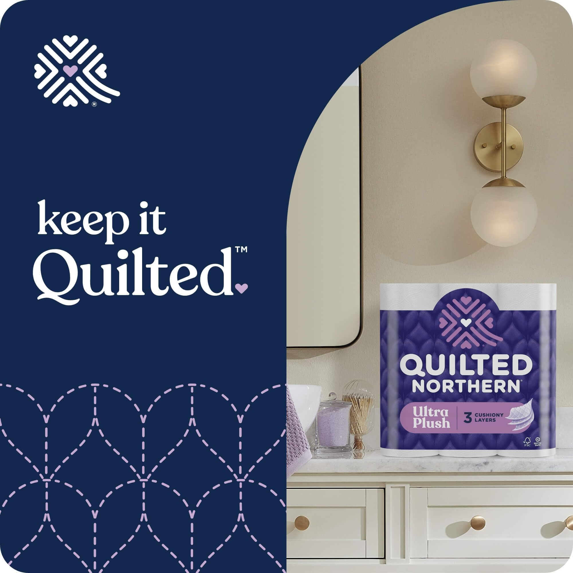 Quilted Northern Ultra Plush Toilet Paper - 32 Mega Rolls (128 Regular Rolls) | 3X Thicker & 3-Ply Soft Bath Tissue | For Home, Office & RV Use