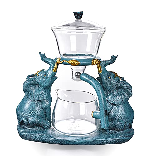 Premium RORA Lazy Kungfu Glass Tea Set with Magnetic Water Diversion & Rotating Cover - Semi-Automatic Crystal Glass Teapot for Chinese Tea Ceremony, Home Relaxation & Gift Giving