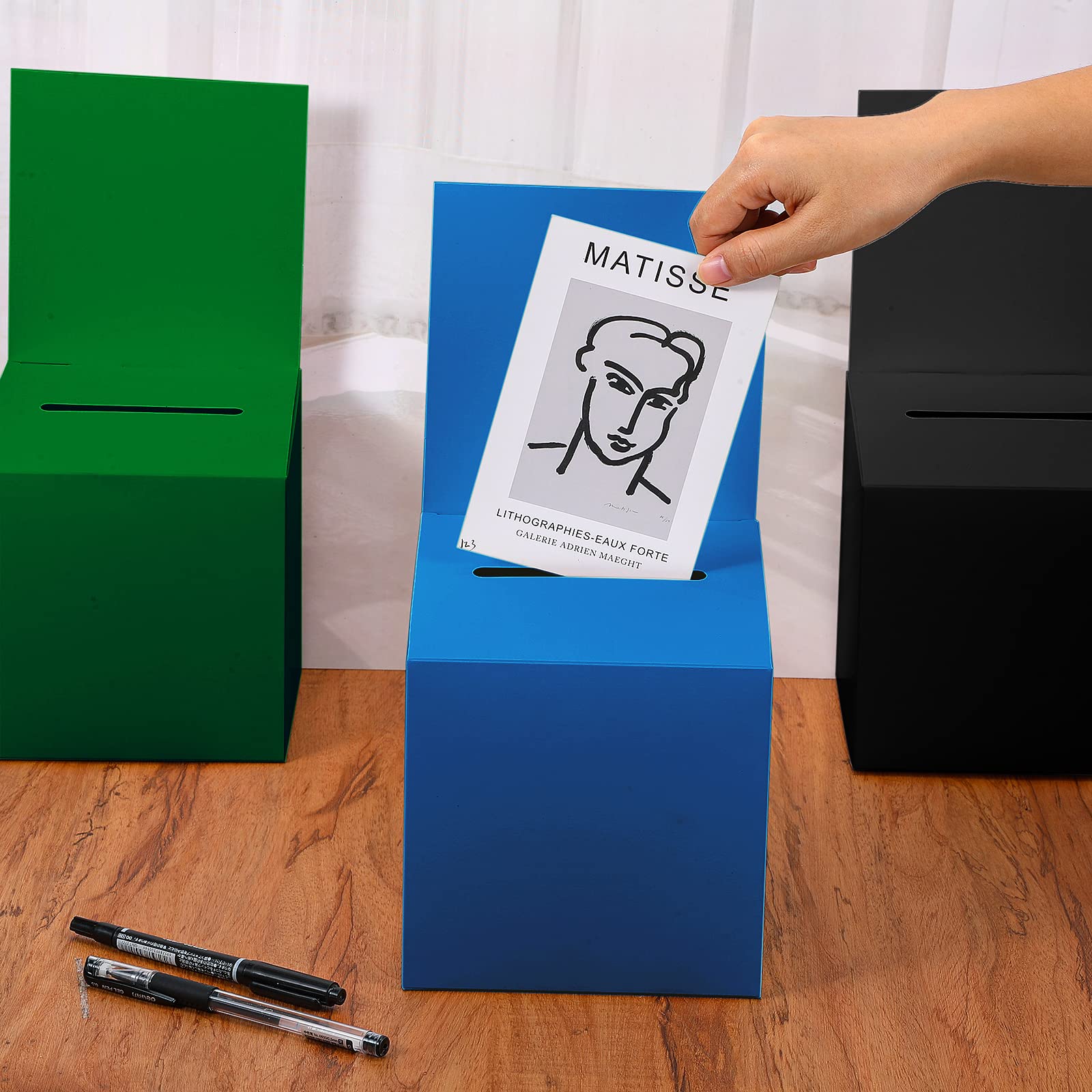 12 Pcs Ballot Box Raffle Box Donation Box for Fundraising - 6x6x6 Inch Cardboard Box with Ticket Slot & Removable Header - Perfect for Charity Events, Voting Contests, Business Card Collection (Bright Colors) - Ideal for Schools, Churches, and Community Fundraisers
