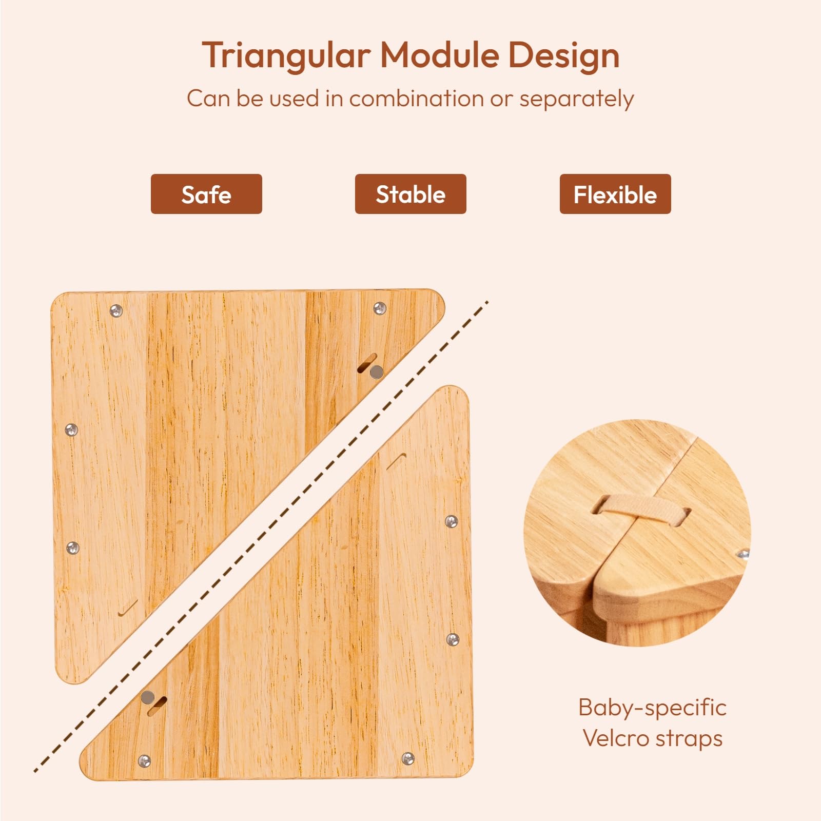 Wooden Kids Triangle Table and Chair Set - Convertible Single & Double Table with Mini Climbing Toys for Toddlers - Montessori Learning & Play Furniture for Reading, Climbing, and Indoor Activities