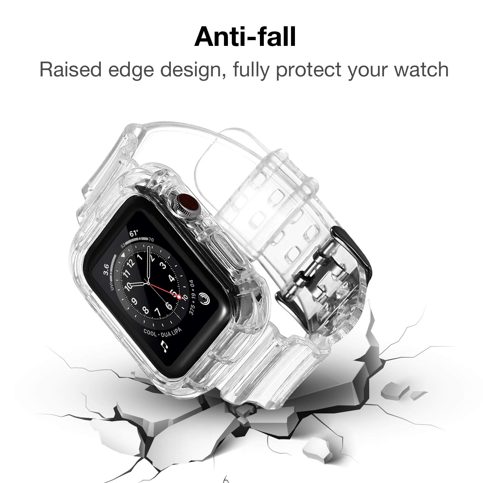 Compatible Apple Watch Bands 38mm 40mm 42mm 44mm 45mm - Clear Shockproof Strap with Bumper Case for Women & Men - Perfect for iWatch Series SE/7/6/5/4/3/2/1 - Ideal for Workouts, Running & Everyday Use (Green)