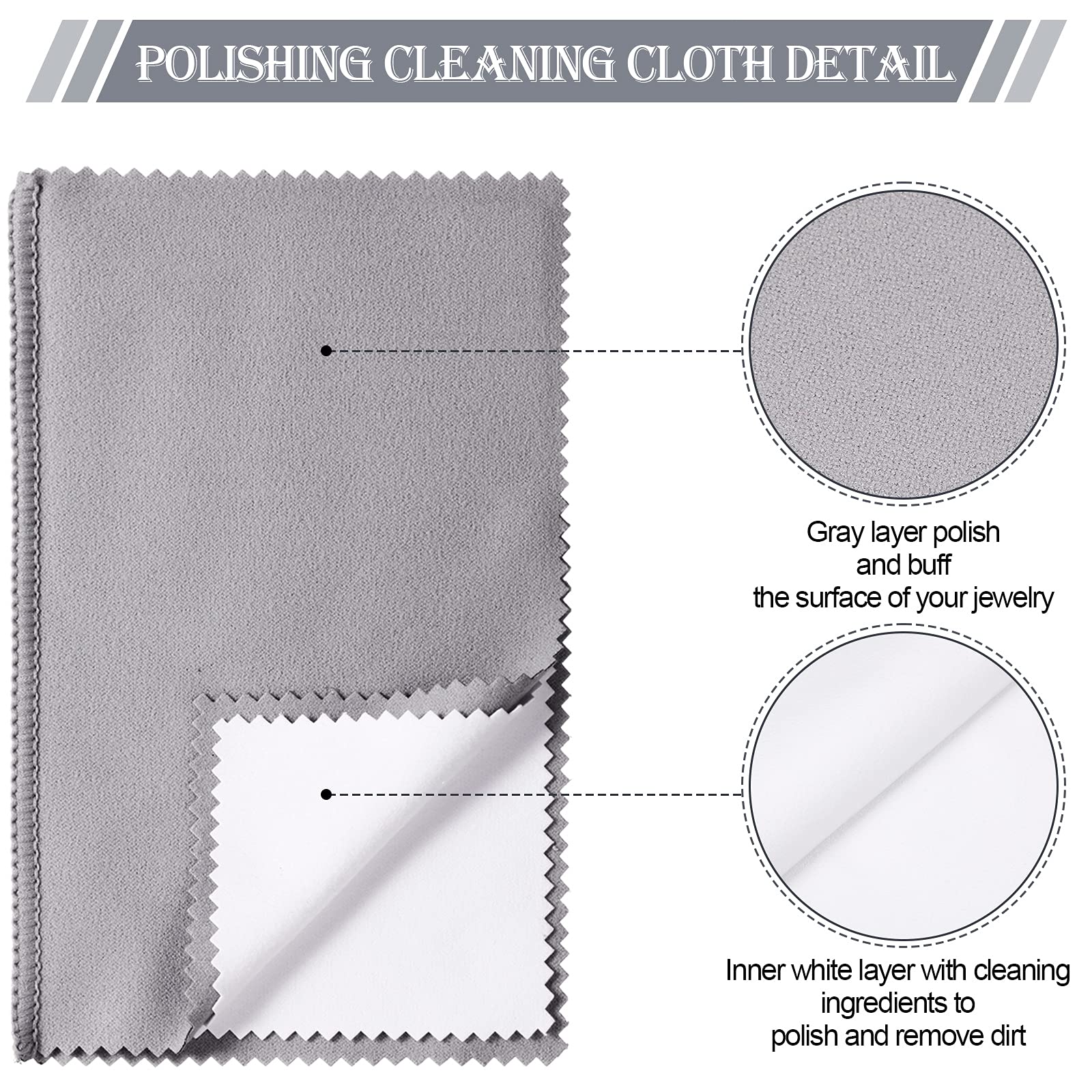 8-Piece Large Jewelry Polishing Cloth Set for Gold, Silver, Platinum - 11x14 & 6x8 Inch Cleaning Cloths for Jewelry, Coins, Watches & Silverware (Grey) - Perfect for Home, Travel & Professional Jewelry Care