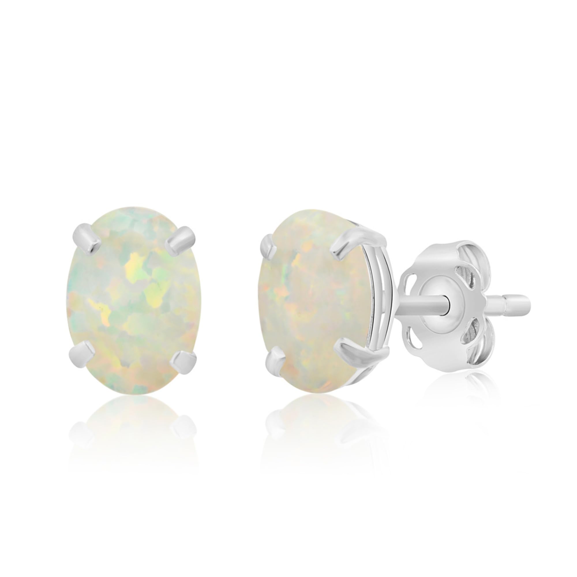 14K Gold Oval Stud Earrings for Women - 7x5mm Genuine Birthstone Gemstone Earrings | Hypoallergenic Push Back Studs | Real 14 Karat Gold Jewelry Gift | Perfect for Everyday Wear, Birthdays & Special Occasions
