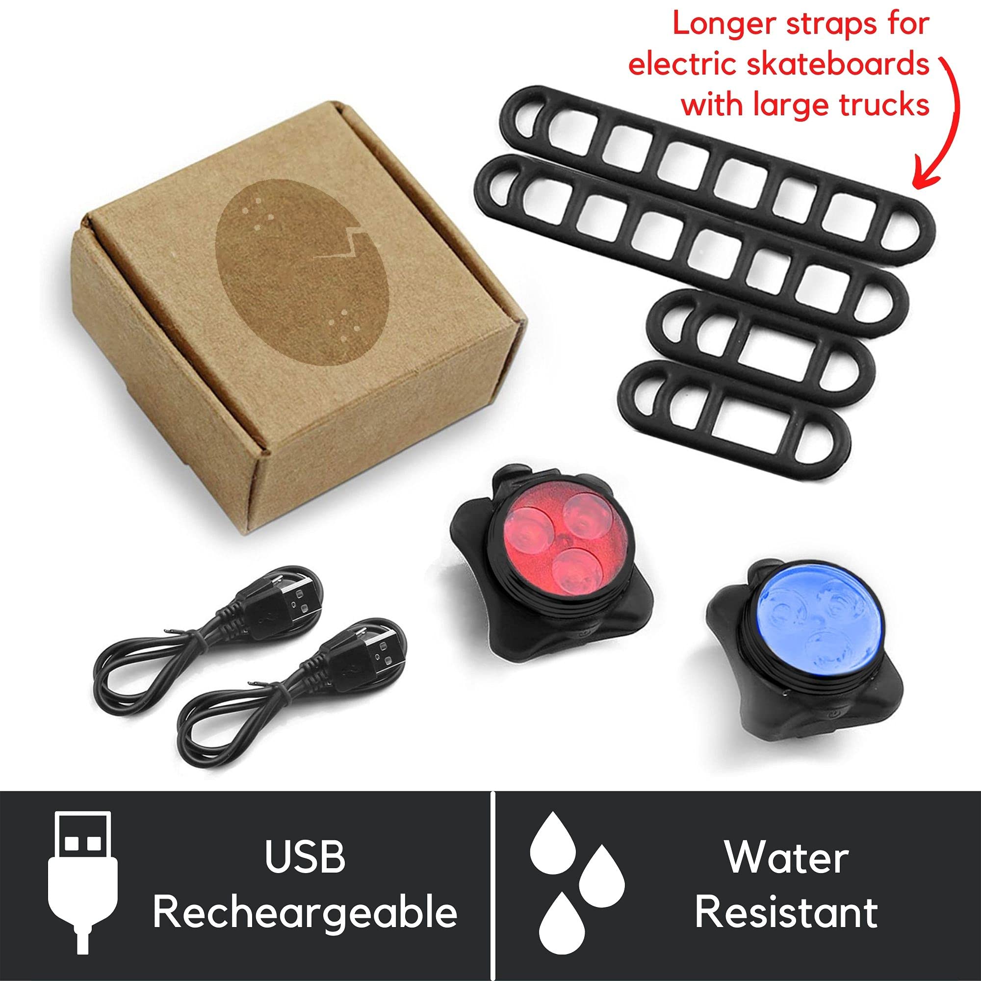 Best LED Skateboard Lights for Night Riding - USB Rechargeable Electric Longboard Light Kit with Front & Back Headlights | Perfect Safety Accessories for Electric Skateboards, Hoverboards & Scooters | Ideal for Commuting, Night Cruising & Urban Adventures