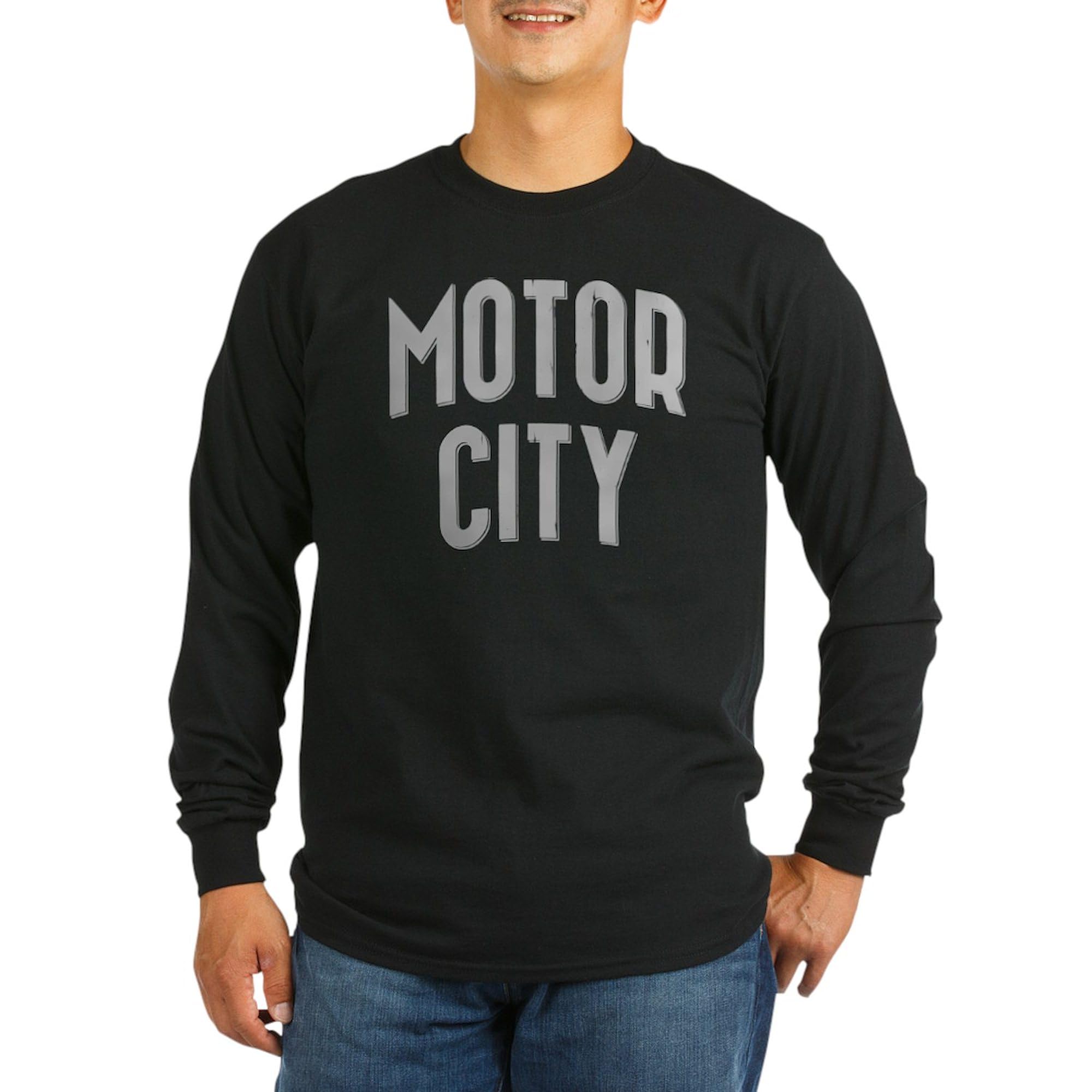Motor City Long Sleeve Dark T-Shirt for Men - Comfortable Crewneck Cotton Tee for Casual Wear, Street Style & Everyday Outfits