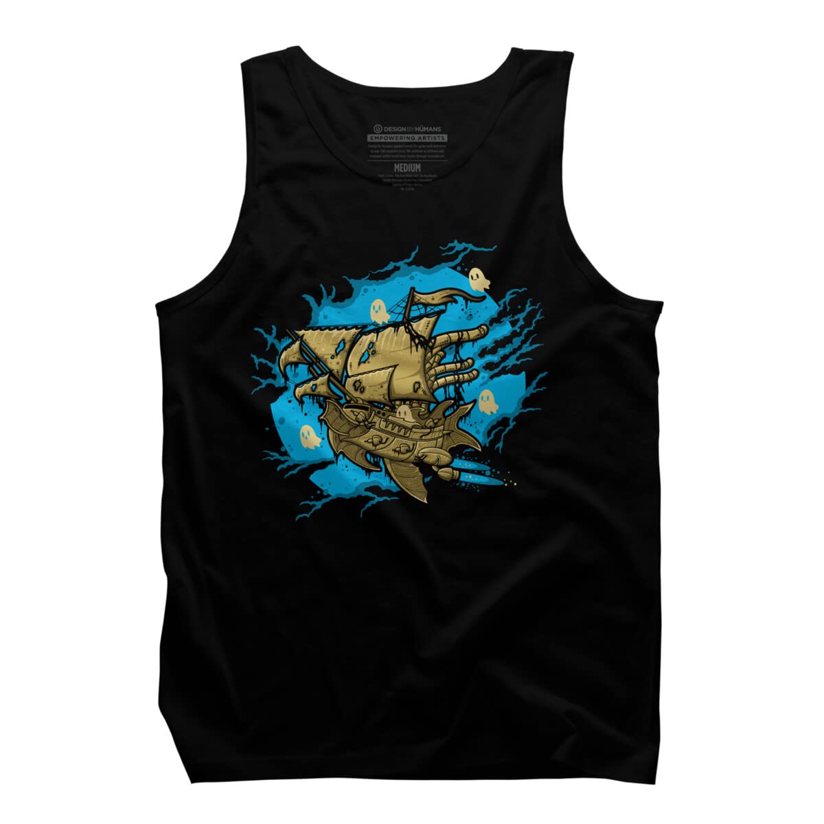 LetterQ Ghost Spaceship Graphic Men's Tank Top - Cool & Comfortable Casual Wear for Summer Outings & Beach Vacations