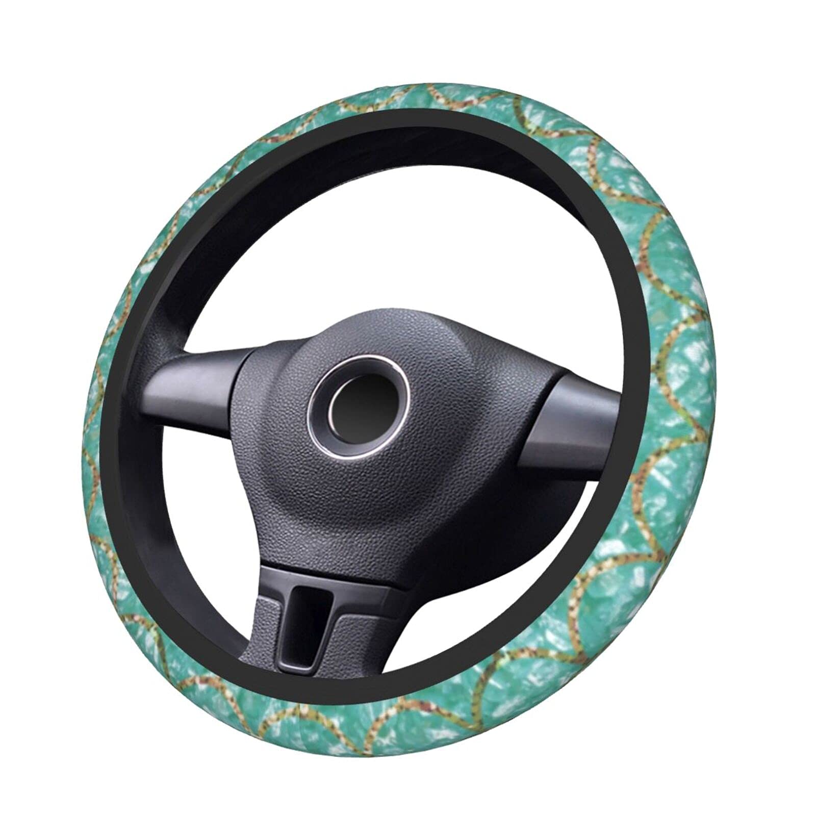 15 Inch Green Mermaid Steering Wheel Cover - Cute Car Accessories for Women & Girls - Funny SUV Steering Wheel Wrap Decor - Perfect for Daily Commute & Road Trips