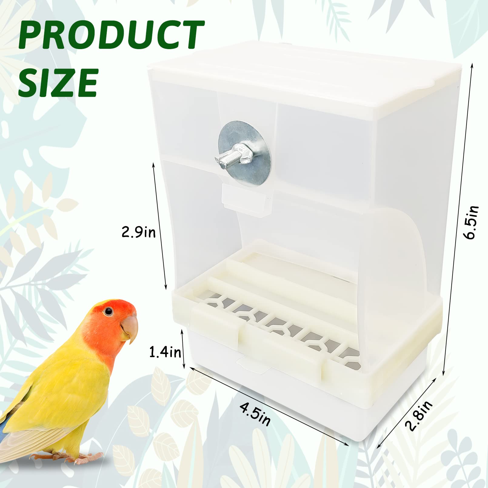 Automatic Bird Feeder for Cockatiel, Parrot & Finch - 2Pcs - Cage Accessories for Mess-Free Feeding