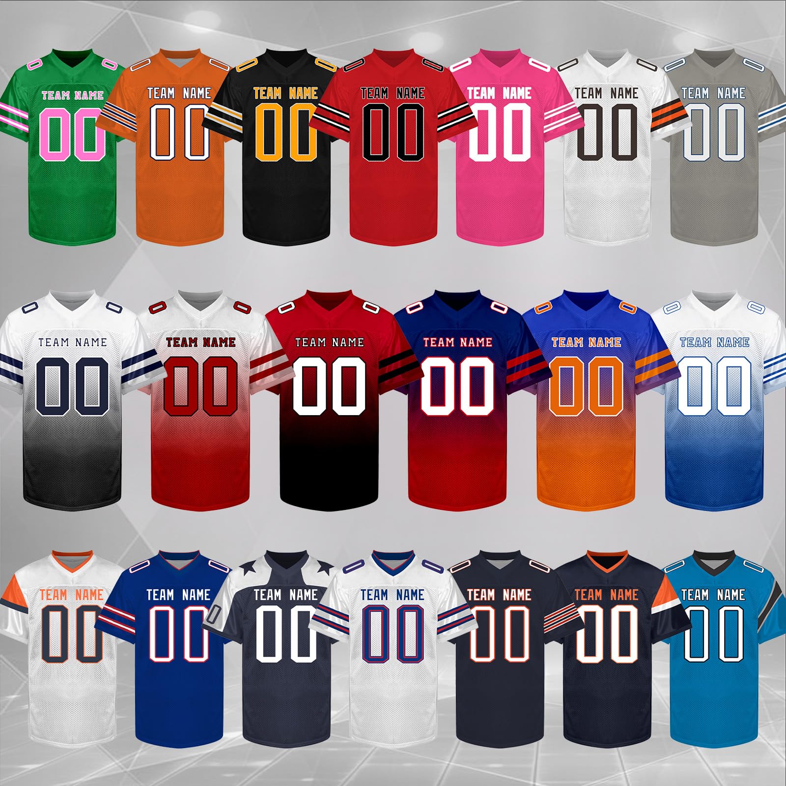 Custom Personalized Football Jerseys - Stitched & Printed Name/Number - Men's Women's Youth Team Uniform Shirts - Perfect for Fans, Gifts & Game Day Outfits