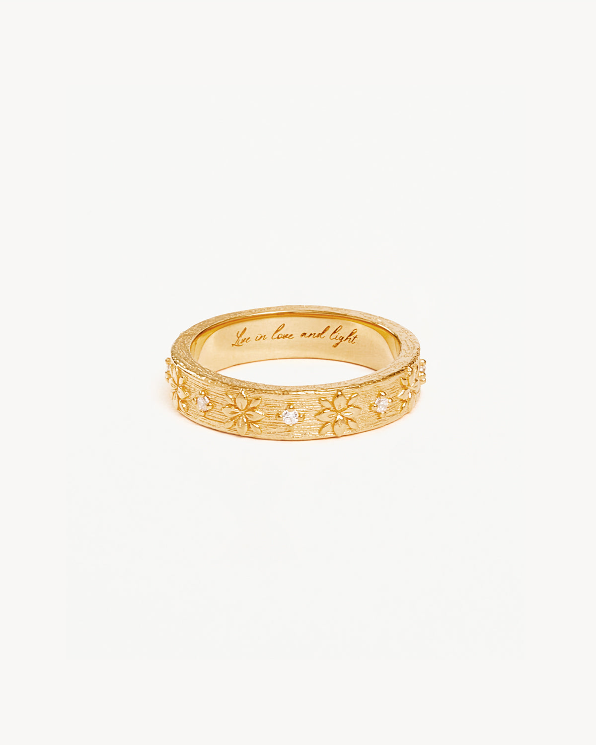 18k Gold Vermeil Live in Grace Ring - Elegant Stackable Ring for Women, Perfect for Weddings, Anniversaries & Everyday Wear