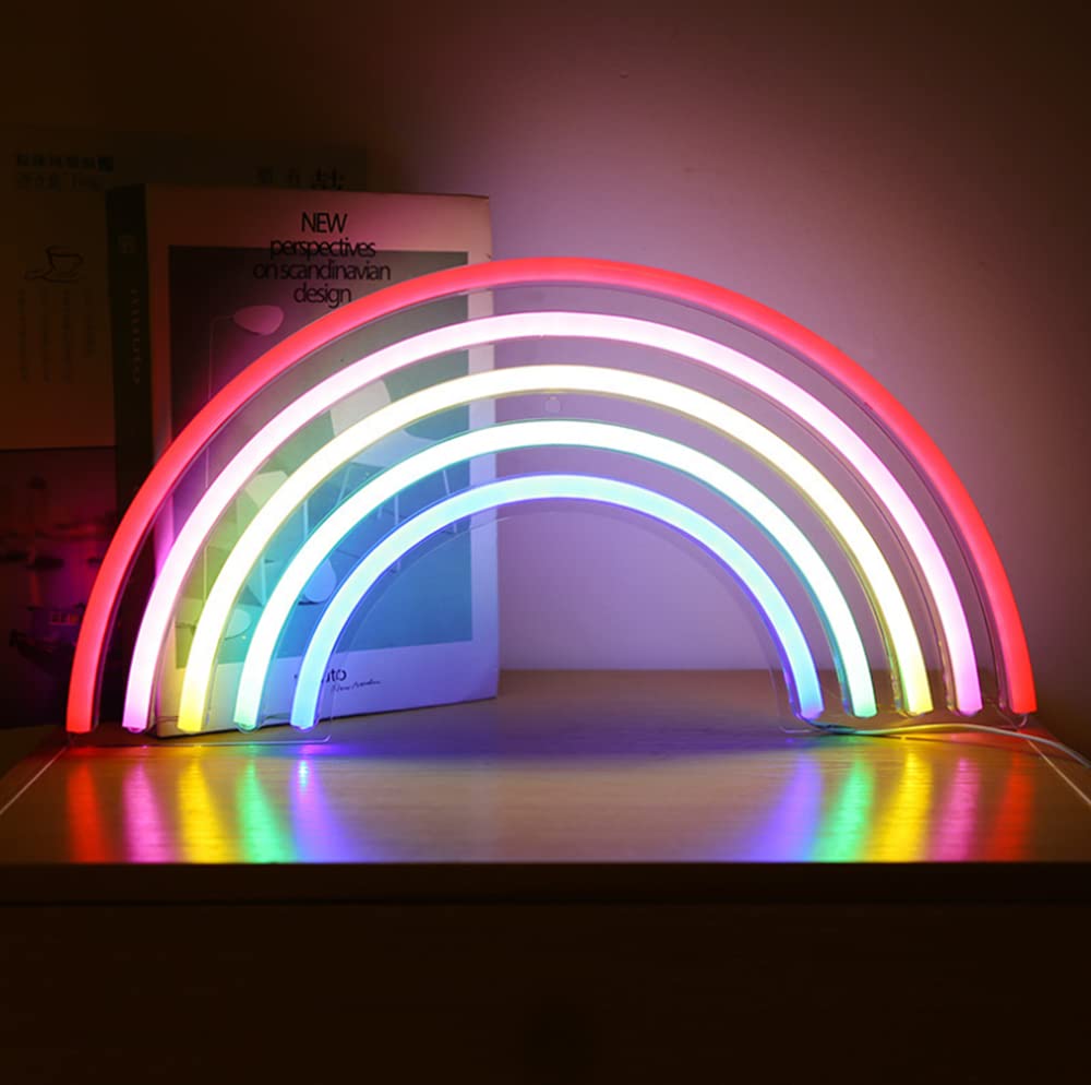 LED Neon Night Light for Kids Bedroom - USB Powered Rainbow Neon Sign for Nursery, Teen Room & Home Decor - Perfect for Sleep Aid, Nighttime Safety & Mood Lighting