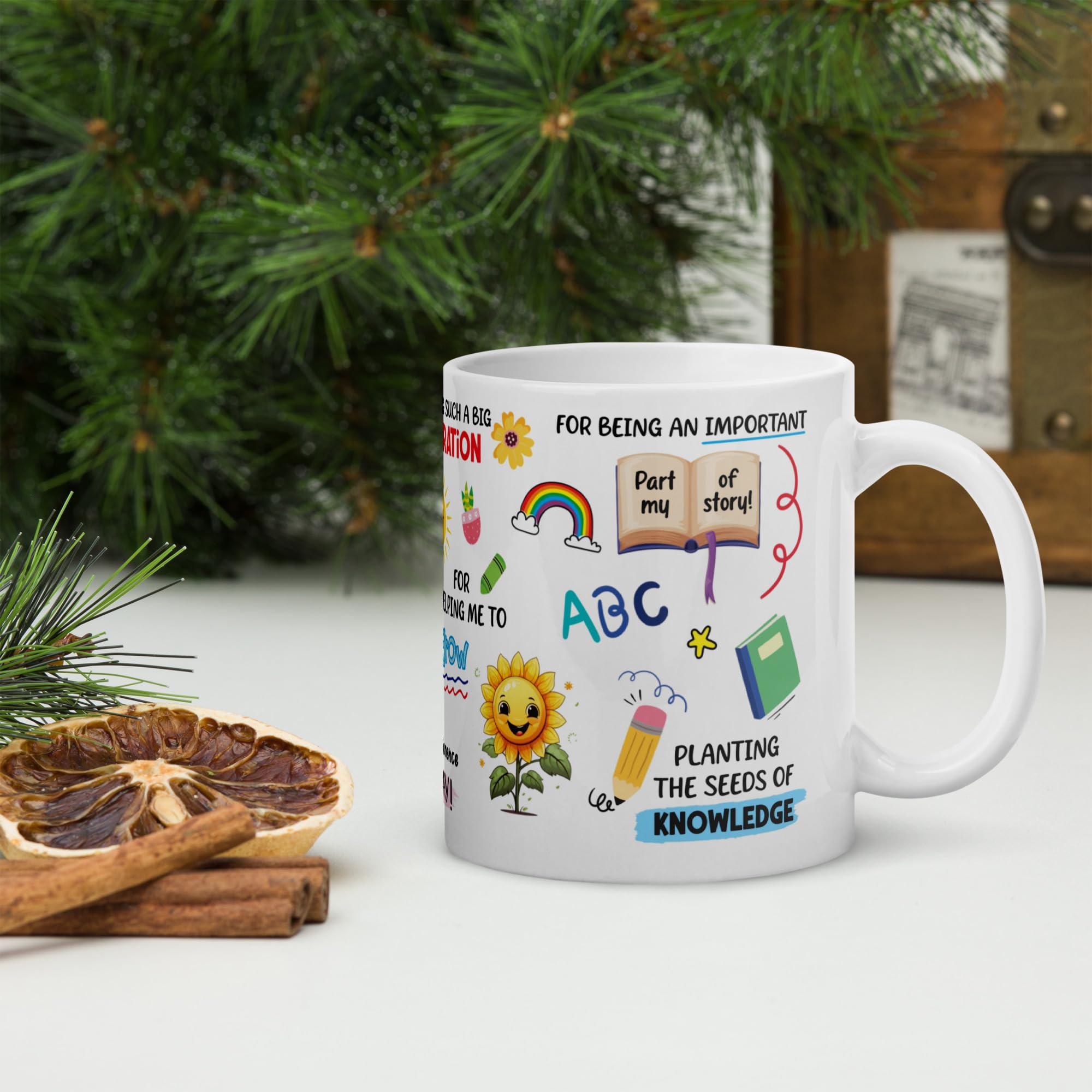 Personalized Teacher Mug - Custom Name Coffee Cup - 11oz Ceramic Tea Cup Gift for Educators - Best Thank You Present for Teachers (Ma'am/Sir) - Perfect for Classroom, Office or Retirement Celebration - 325ml