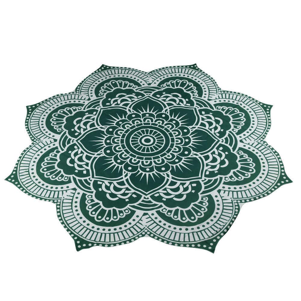 Premium Coral Fleece Yoga Towel - Soft Round Pool & Beach Blanket, Quick-Dry Shower Mat, Home Textile for Gym, Travel, Picnic (Green, One Size) - Perfect for Outdoor Activities, Spa & Lounge