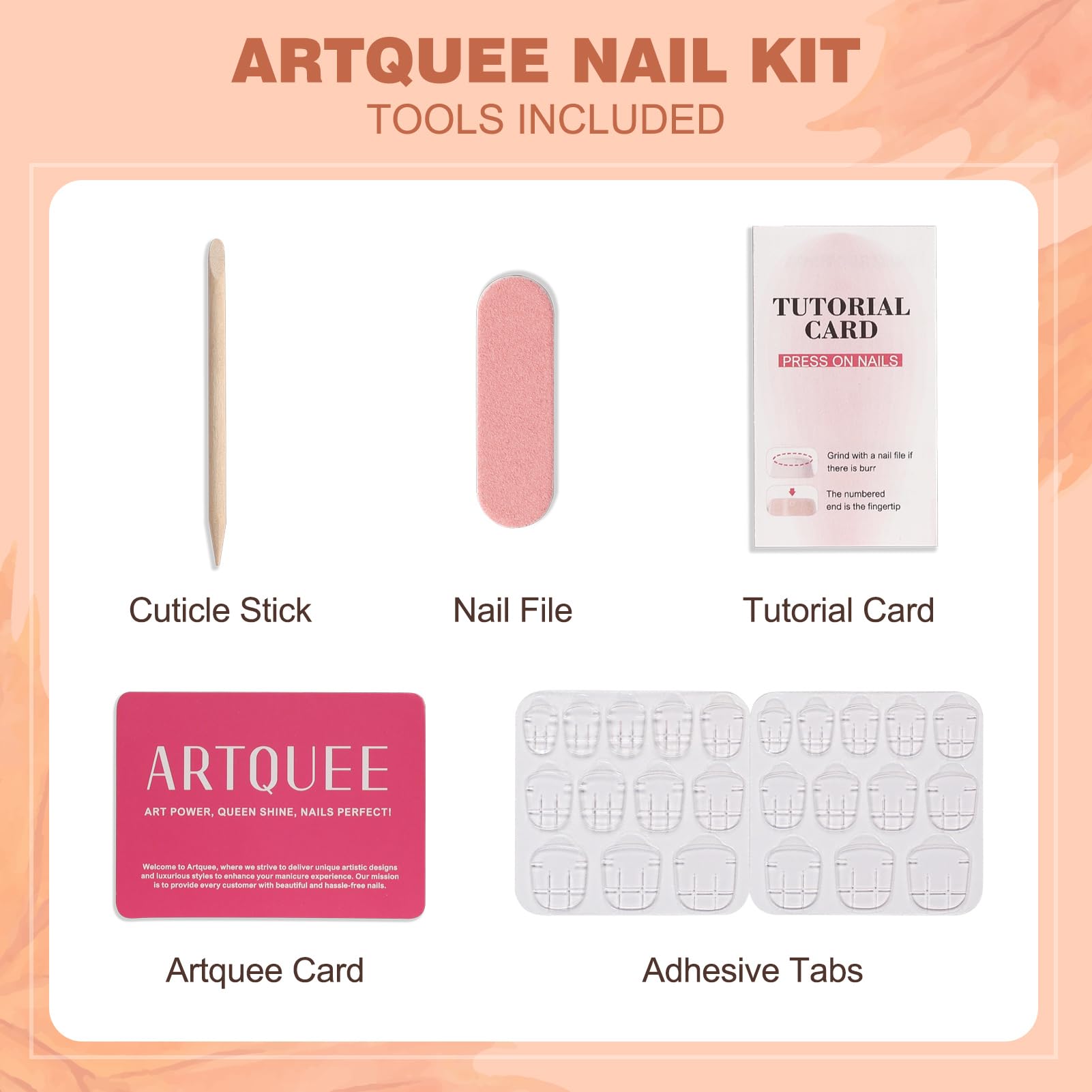 Artquee 24 Pcs Short Press on Nails - Brown Square Fake Nails with Caramel Gem Designs, Reusable Artificial False Nails Kit for Women | Full Cover Stick on Nails for Daily Wear, Parties & Special Occasions