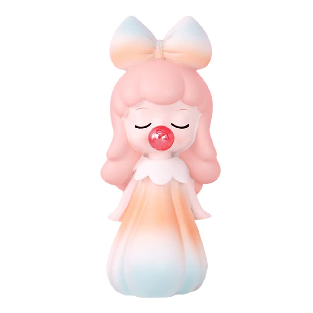 IMIKEYA Cute Bubble Girl Resin Statue - Cartoon Princess Sculpture with Blowing Bubble Design, Orange Desktop Decor for Girls Room, Birthday Gift & Car Accessory | Perfect for Home Decor, Kids Bedroom, Office Desk & Vehicle Interior