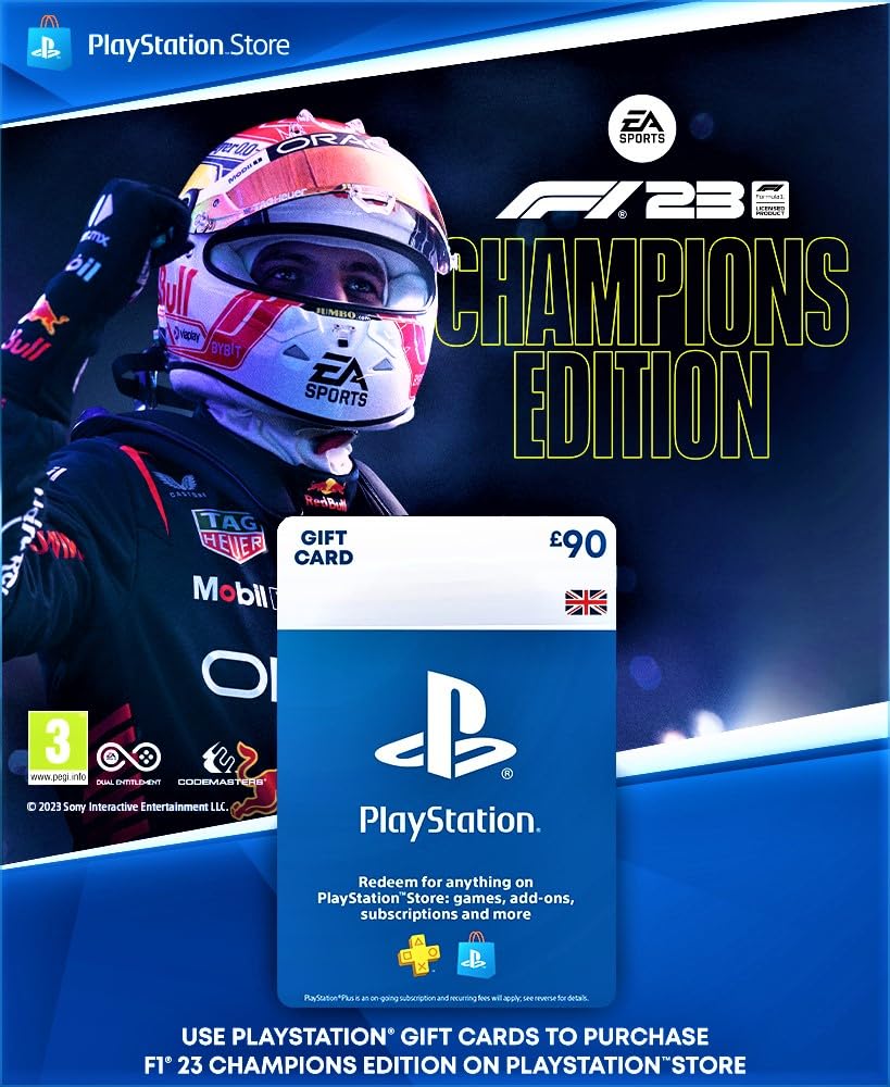 F1 23 Champions Edition - £90 PlayStation Store Gift Card UK Account | Digital Code via Email | Buy Games, DLC & Add-Ons for PS4 & PS5 | Perfect Gift for Racing Game Fans