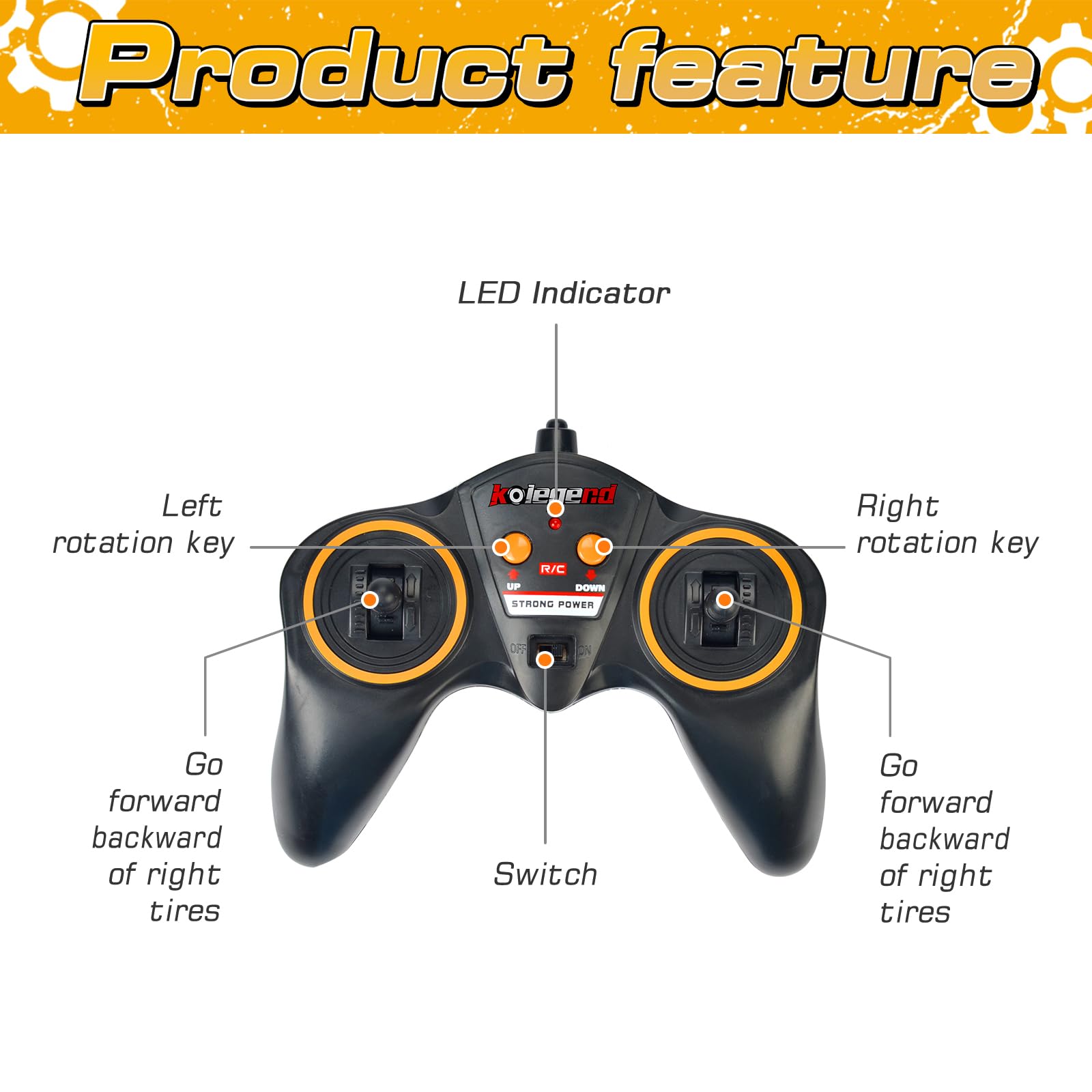 KOlegend 2.4GHz Wireless Remote Control Transmitter for RC Dump Truck - Replacement Parts for Construction Vehicle Toys | Perfect for Kids Play, Construction Site Simulation & RC Hobby Enthusiasts