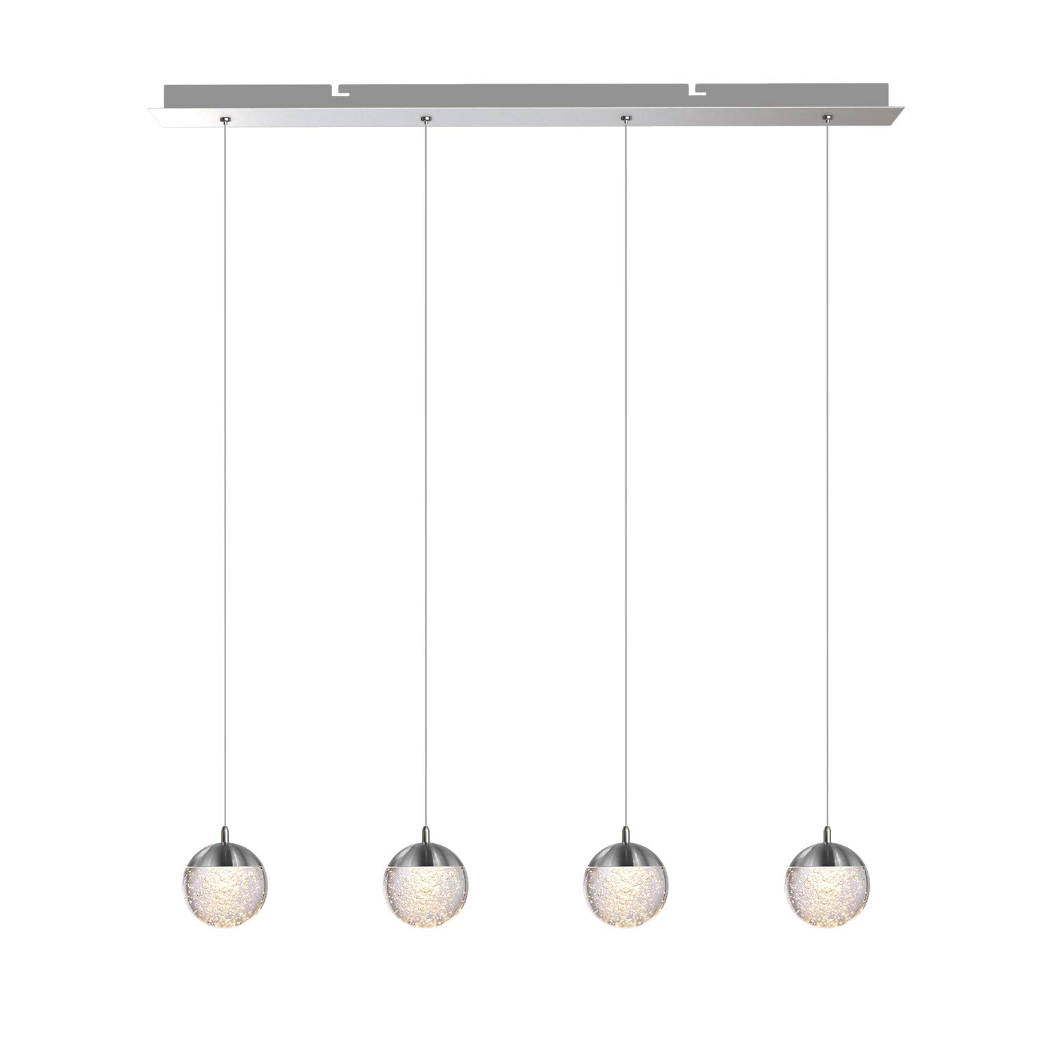 Galaxy 4 Mini Pendant Crystal Ball Lighting Nickel - LED Hanging Light Fixture for Kitchen Island, Bar, Foyer - Dimmable Cluster Pendant Lights with Adjustable Wire & Included Bulb - Perfect for Dining Room, Bedroom, and Modern Home Decor