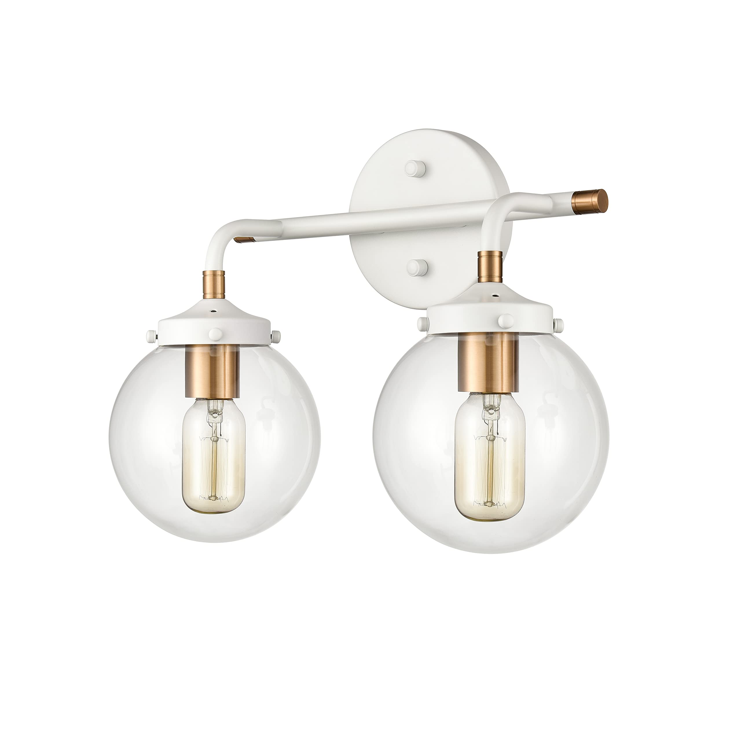 Elk Home Boudreaux 2-Light Vanity Bathroom Light Fixture - Matte White Finish with Clear Glass Shades, Modern Contemporary Style for Bathroom, Bedroom or Dressing Room Lighting