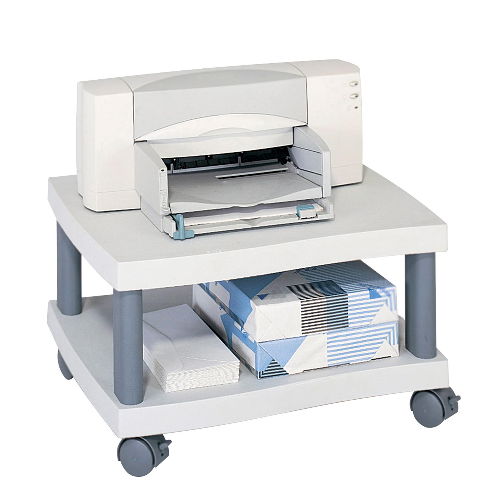 Safco Wave Under-Desk Utility Cart & Multi-Use Printer Stand | 2-Tier Rolling Cart with Shelf | Home Office Organization | Compact Printer Table for Small Spaces | Perfect for Printer Storage, Office Supplies & Workspace Organization