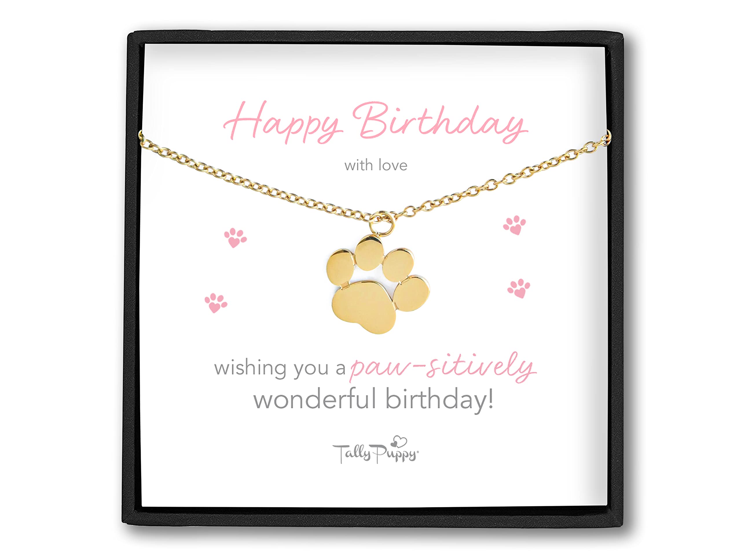Tally Puppy Paw Print Necklace for Dog Lovers - Adjustable Stainless Steel Pet Lover Jewelry - Perfect Birthday Gift for Women, Dog Moms & Animal Lovers - Great for Everyday Wear, Special Occasions & Dog-Themed Parties