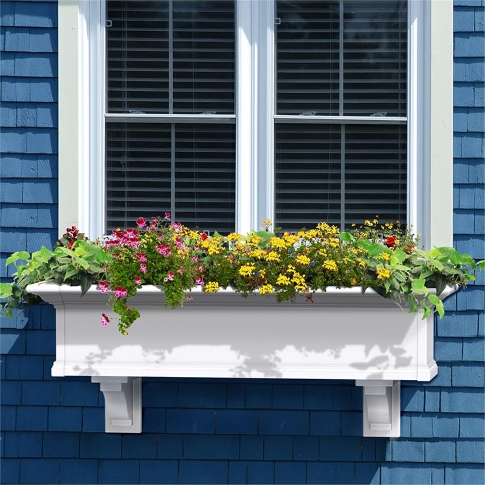 48 Inch White Yorkshire Window Box - Perfect for Indoor & Outdoor Planters, Balcony Decor, and Garden Flower Arrangements