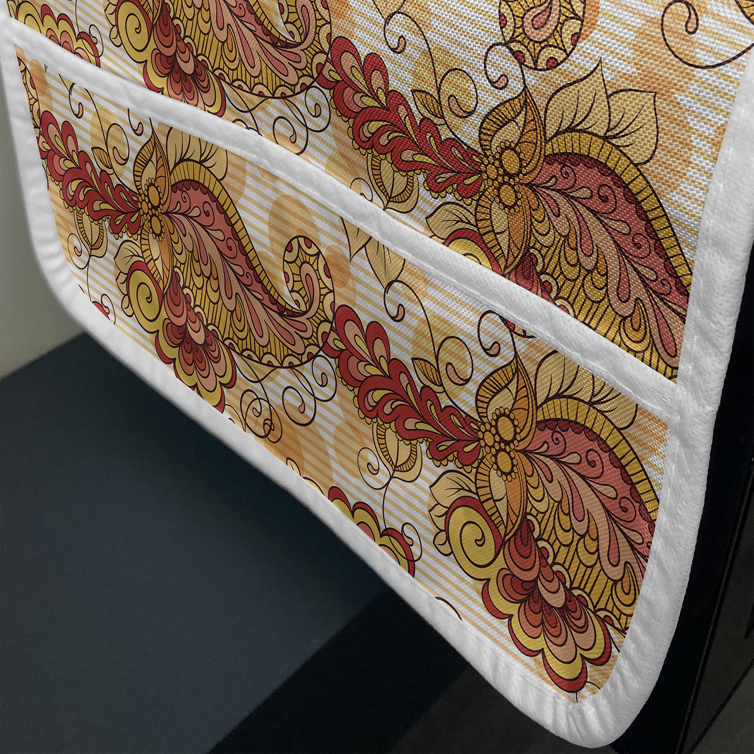Ambesonne East Microwave Oven Cover - Traditional Paisley Floral Design, Waterproof Kitchen Organizer with Pockets, 36