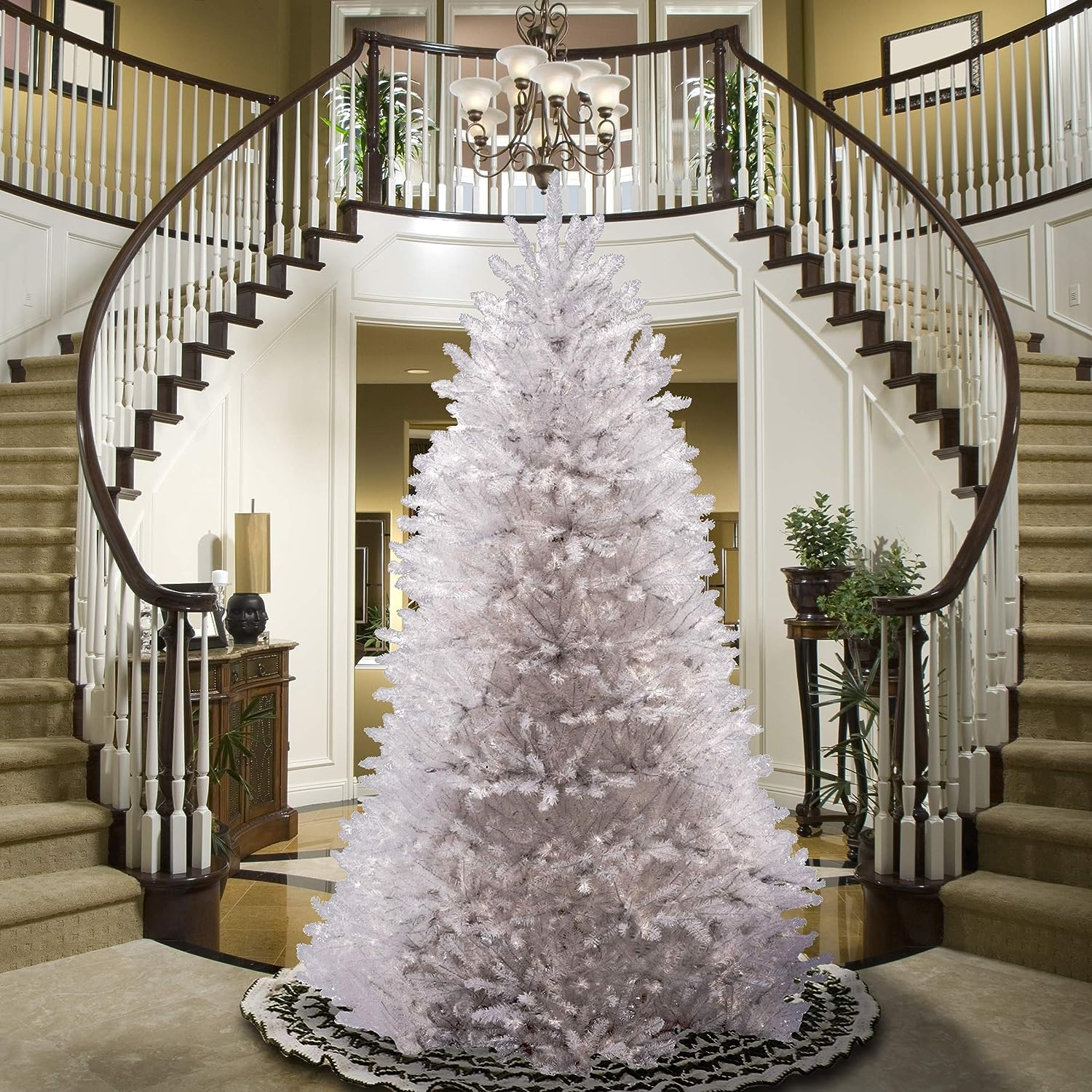 National Tree Company 7.5ft Dunhill Fir Artificial Christmas Tree with Stand - Premium White Holiday Decor for Living Room, Office & Party