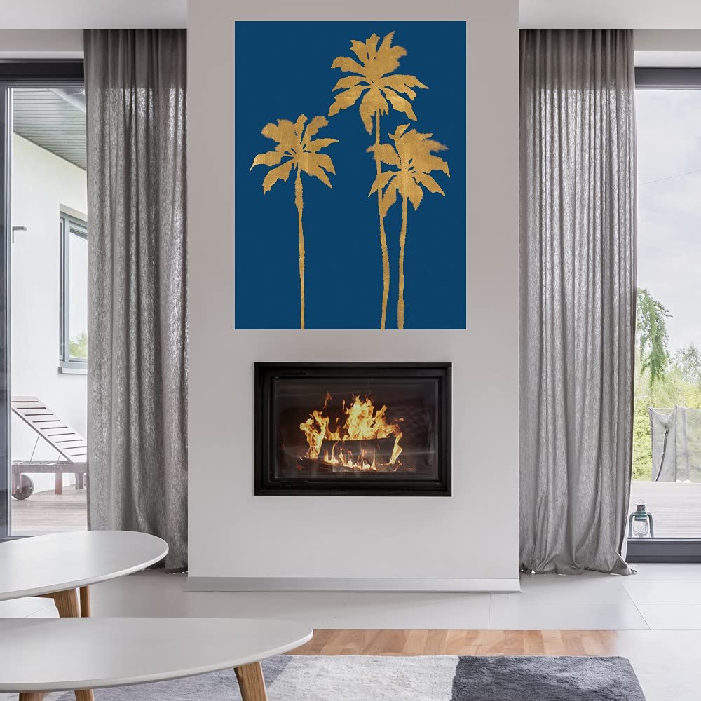 Premium Palm Luxe Trio Canvas Wall Art Set - Handcrafted by Artist Kristine Hegre - 42x56 Inch Ready-to-Hang Wall Decor for Living Room, Bedroom, Office & More - Tropical Botanical Home Decor for Coastal, Boho & Modern Interiors