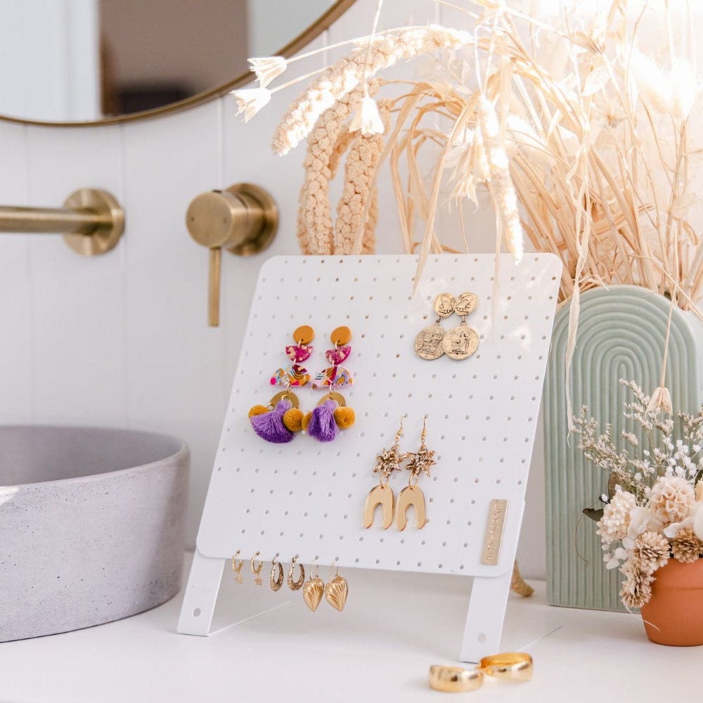 Classic White Earring Holder - Organizes Up to 120 Pairs of Earrings | Perfect for Jewelry Display & Storage in Bedroom or Vanity