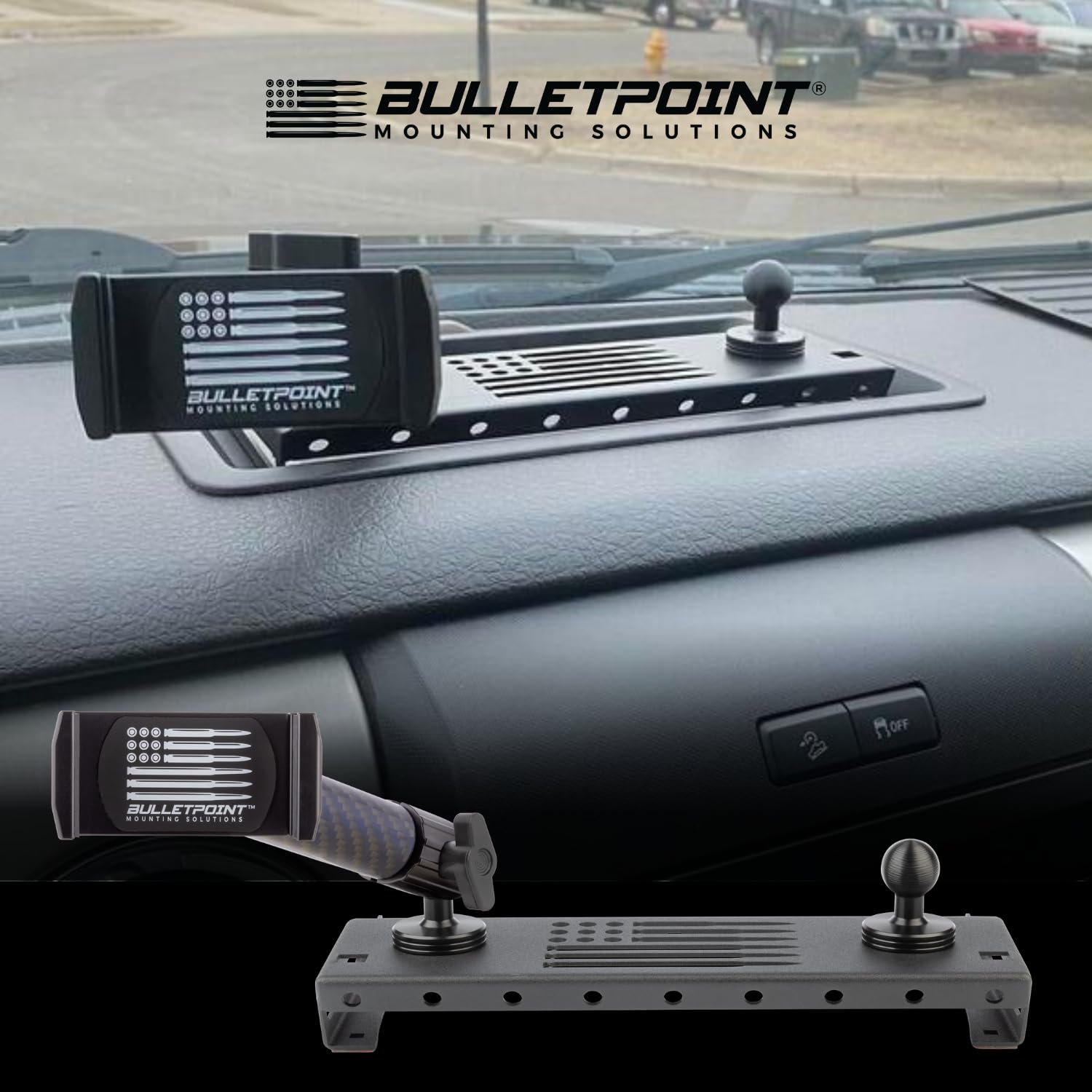 Bulletproof Dash Mount Phone Holder for Ford F-150 (2009-2014) - Universal 2-20mm Ball Mount Compatible with iPhone & Android - Perfect for GPS Navigation & Hands-Free Driving