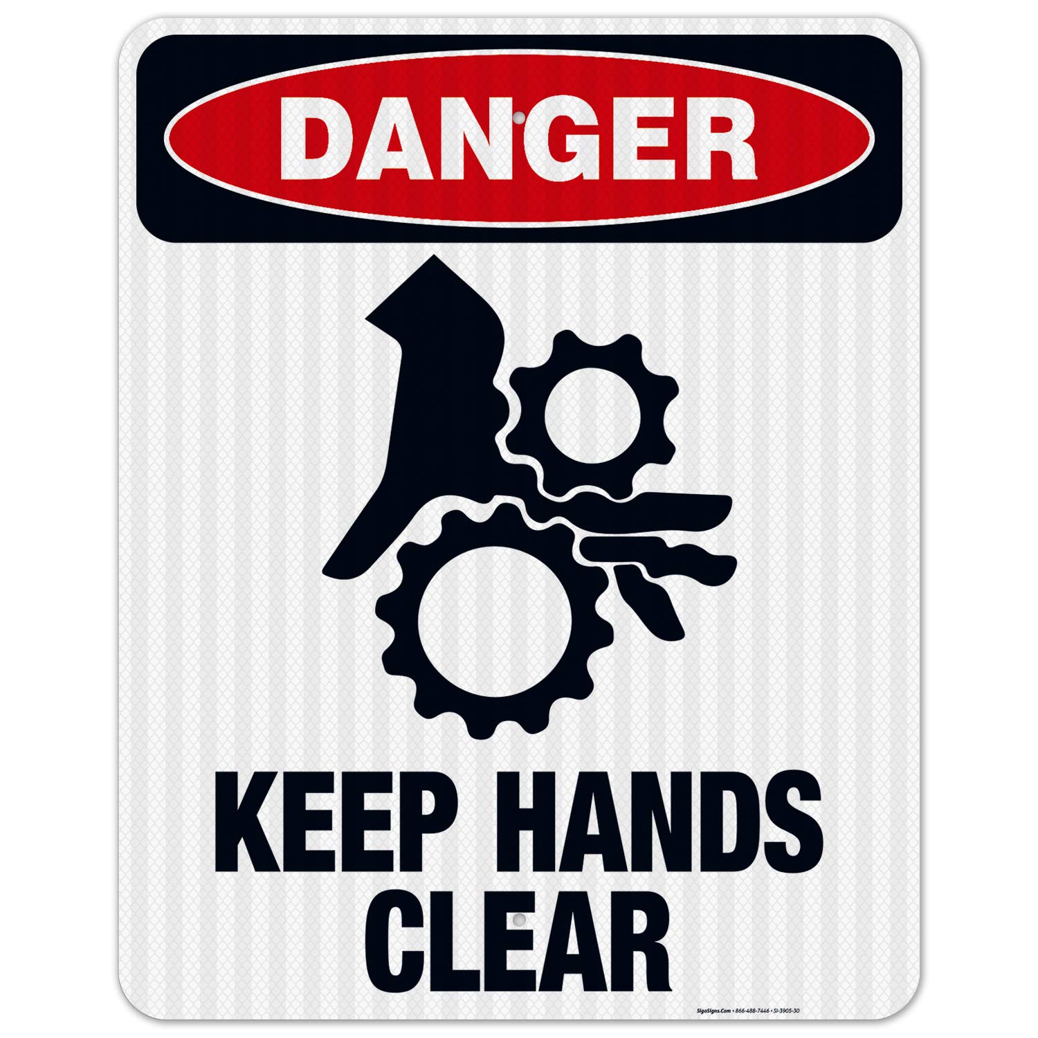 Danger Keep Hands Clear Sign - OSHA Compliant 24x30 Inches, 3M EGP Reflective Aluminum (SI-3905) | Fade Resistant for Indoor/Outdoor Use | Made in USA | Perfect for Construction Sites, Warehouses & Industrial Safety