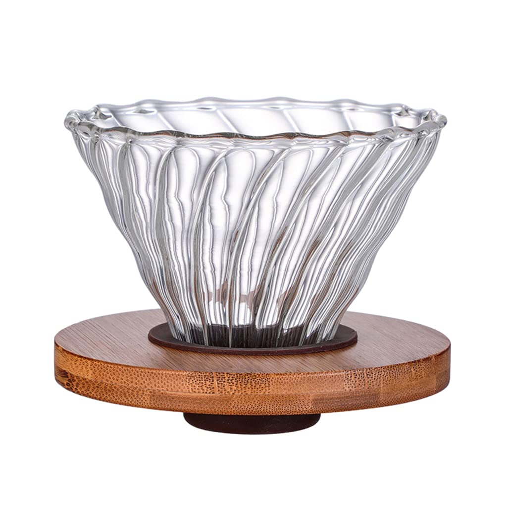 MagiDeal Reusable Coffee Dripper - Leak-Proof Pour Over Coffee Maker with Wooden Stand - Large Size for Home, Office & Camping Use