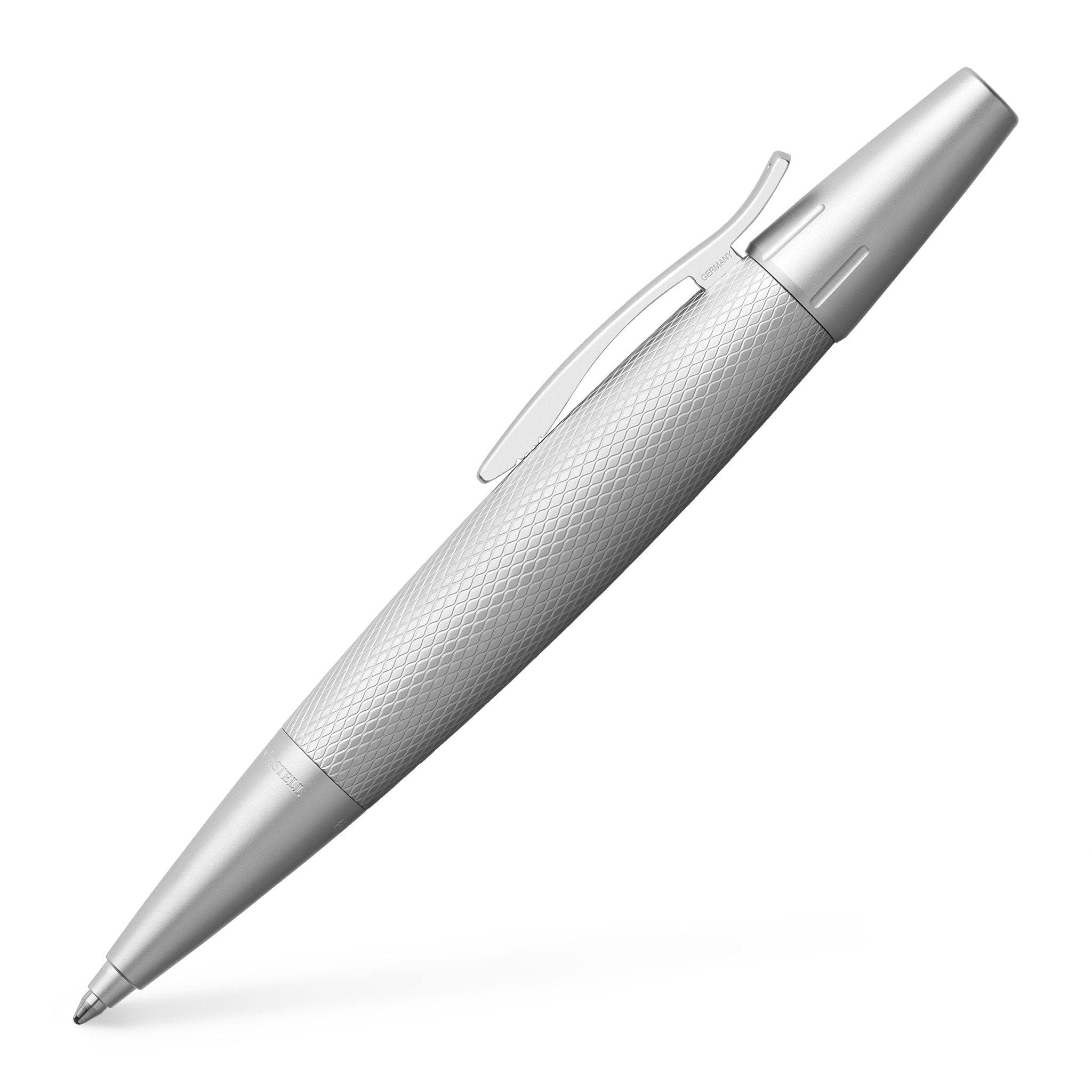 Faber-Castell 148676 Ballpoint Pen - Oil-Based Ink, Emotion Collection, Pure Silver Finish - Premium Writing for Office, School & Gifts