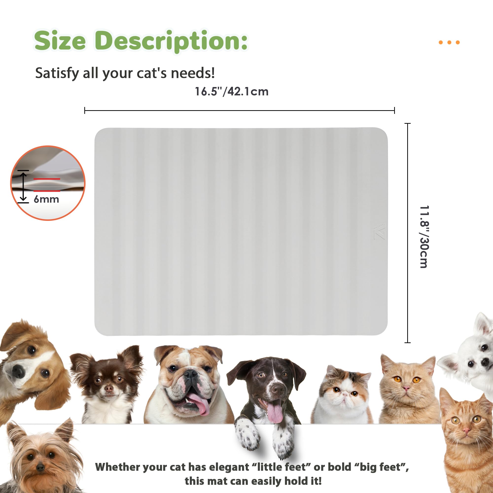 Li&Zhao Waterproof Pet Feeding Mat - Non-Slip Dog & Cat Food Bowl Mat for Floors, Easy Clean Durable Placemat for Pet Food & Water Dishes (Grey) - Perfect for Messy Eaters & Spill Protection in Kitchens or Outdoor Areas