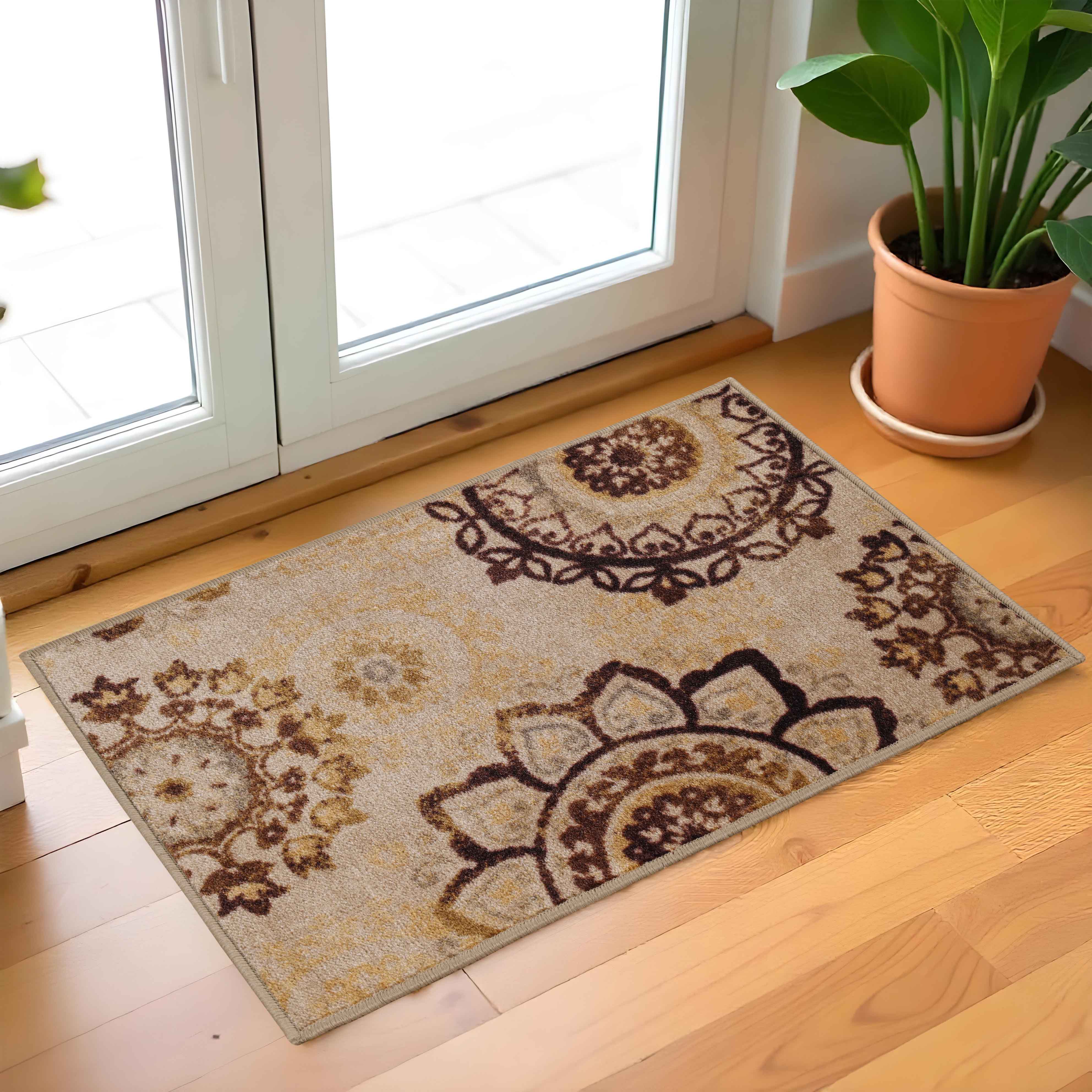 Liena Medallion Non-Slip Washable Indoor Area Rug - Soft Anti-Skid Living Room Carpet, Bedroom Runner for Home Decor (5x8 ft) | Perfect for Hallways, Entryways & Cozy Spaces