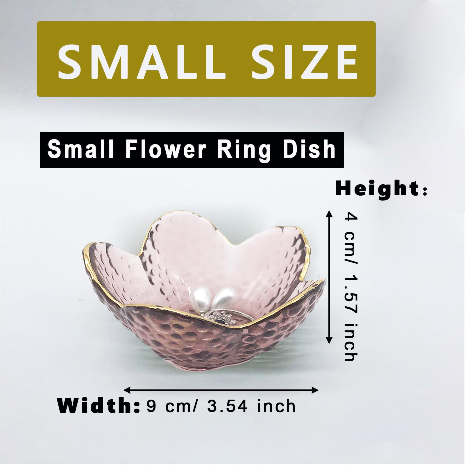 Elegant Glass Jewelry Tray - Crystal Ring Holder & Trinket Bowl for Rings, Earrings, Necklaces - Perfect for Nightstand Decor, Engagement Gifts & Bathroom Organization