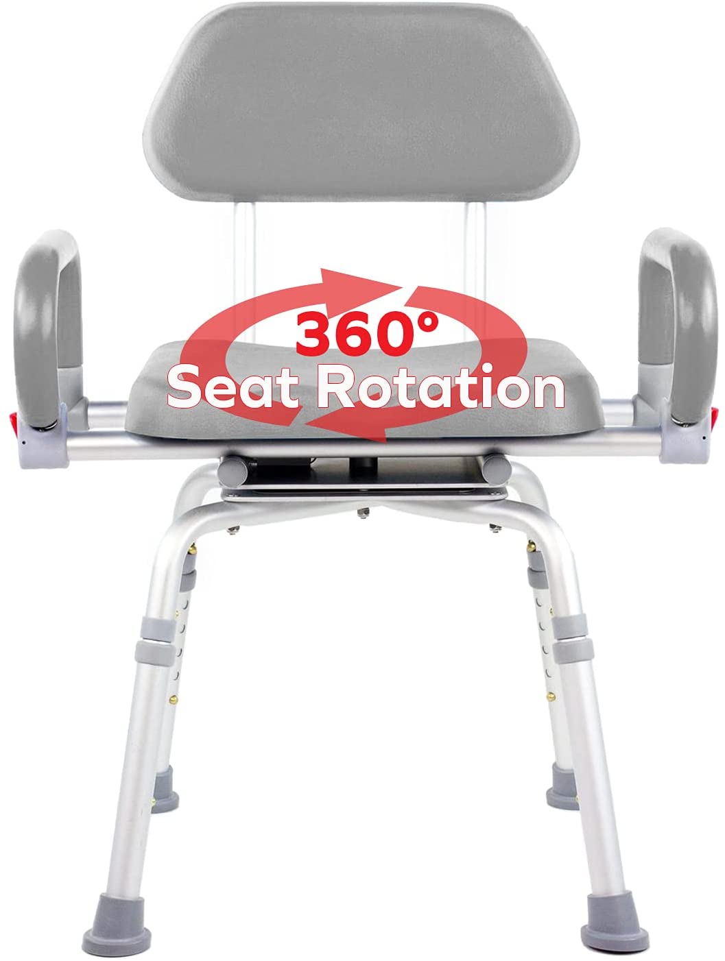 Revolution 360° Swivel Shower Chair for Elderly & Disabled - Adjustable Height Bath Seat with Non-Slip Rubber Tips for Safe Bathing & Showering - Ideal for Seniors, Physical Therapy & Mobility Assistance