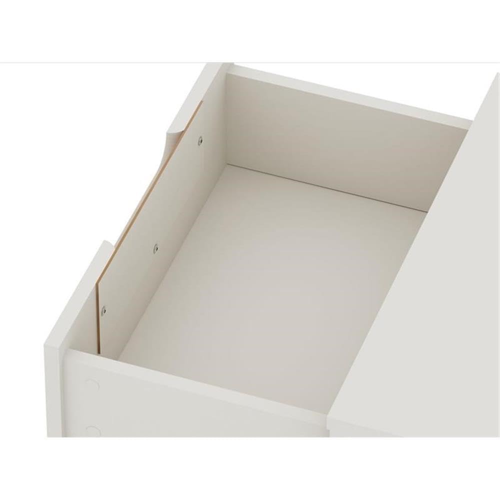 Mid Century Modern Nightstand with Drawers - Minimalist Bedside Table & Storage Organizer for Bedroom - Manhattan Comfort Rockefeller Nightstand in Off White/Nature - Perfect for Small Spaces, Apartment Living & Guest Rooms