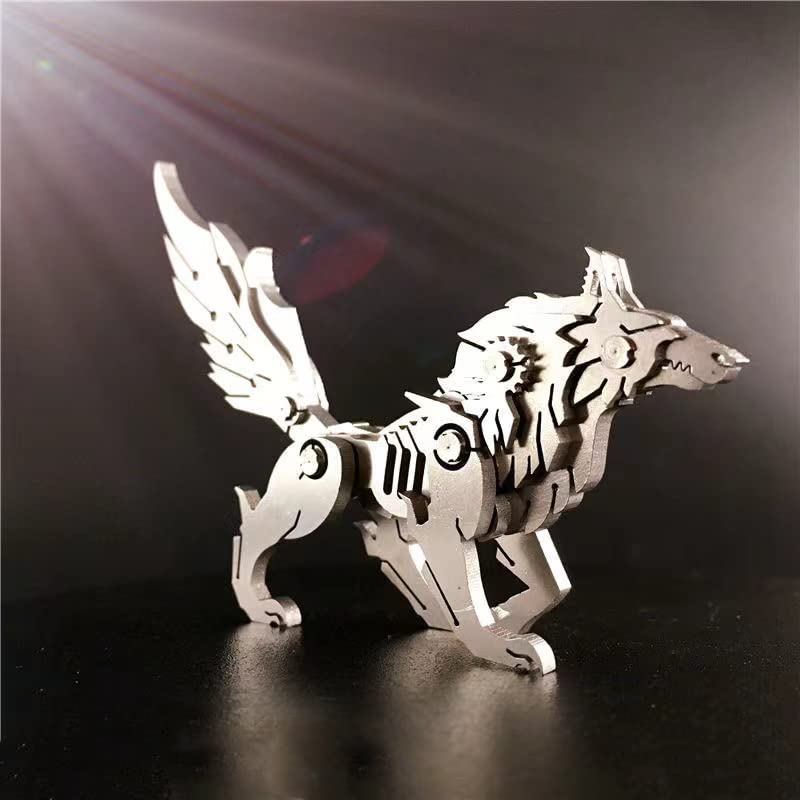 3D Metal Model Kits - DIY Mechanical Wolf Puzzle | Steel Animal Series Brain Teaser for Adults | Home Decor Art Craft & Unique Gift Idea | Perfect for Stress Relief, Office Desk Display & STEM Learning Activities