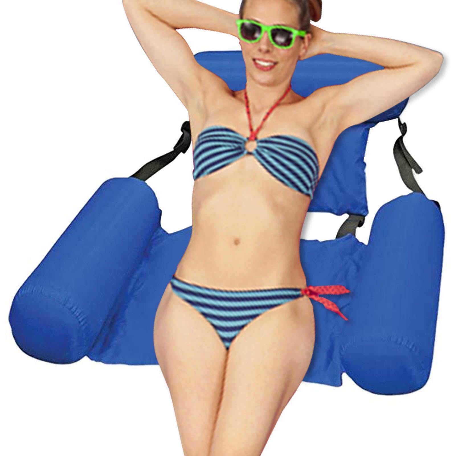 Adjustable Foldable Inflatable Floating Hammock Chair - Portable Pool Lounger, Water Sofa, Inflatable Swimming Raft for Adults - Perfect for Relaxing in Pool, Lake or Beach