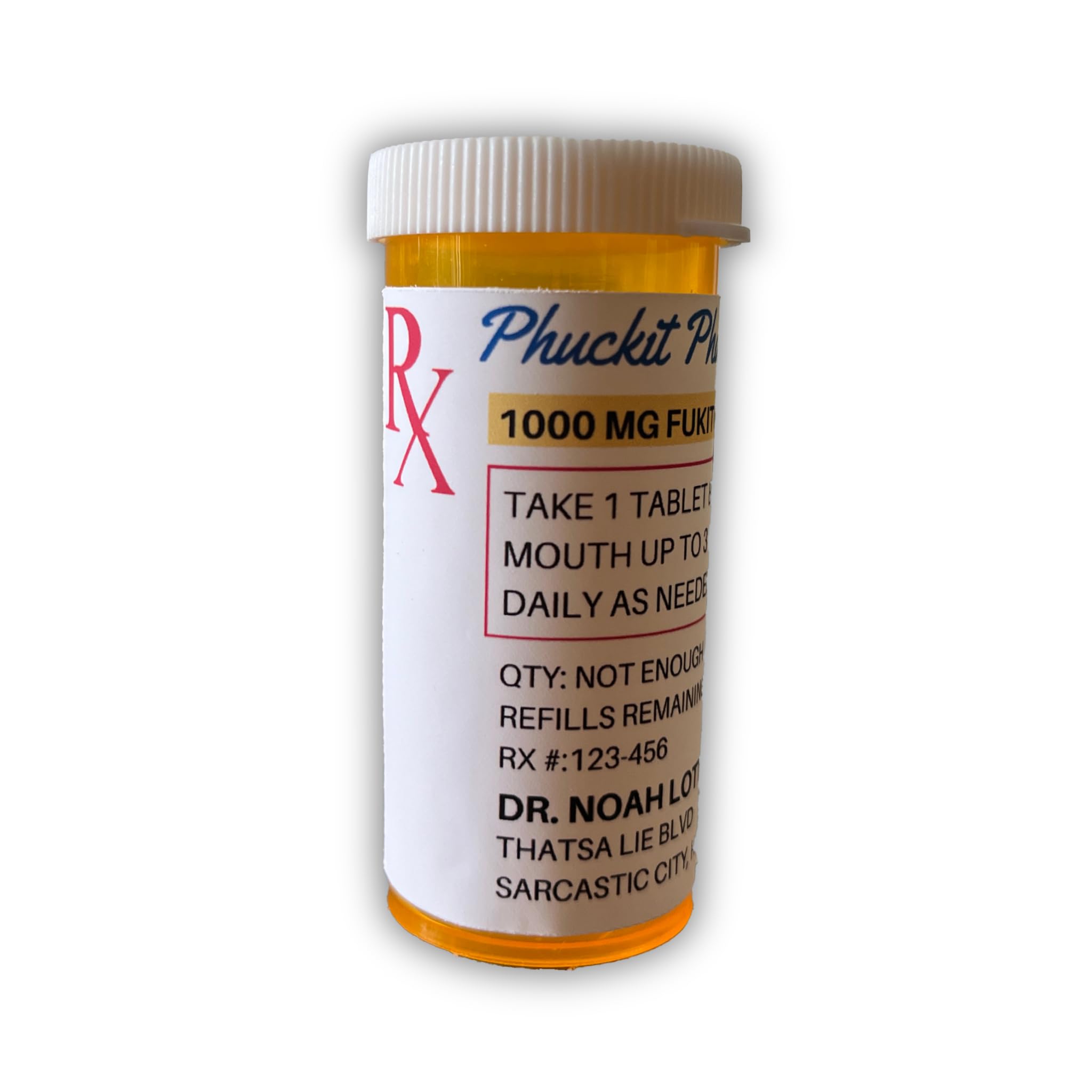 Funny Prank Gag Gift - Fukitol Pill Bottle Joke for Men, Women, Boyfriend, Girlfriend - Perfect for April Fools Day, Valentine's Day & Birthdays - Hilarious Novelty Present for Dad, Uncle - Great for Office Pranks, White Elephant Gifts & Party Surprises