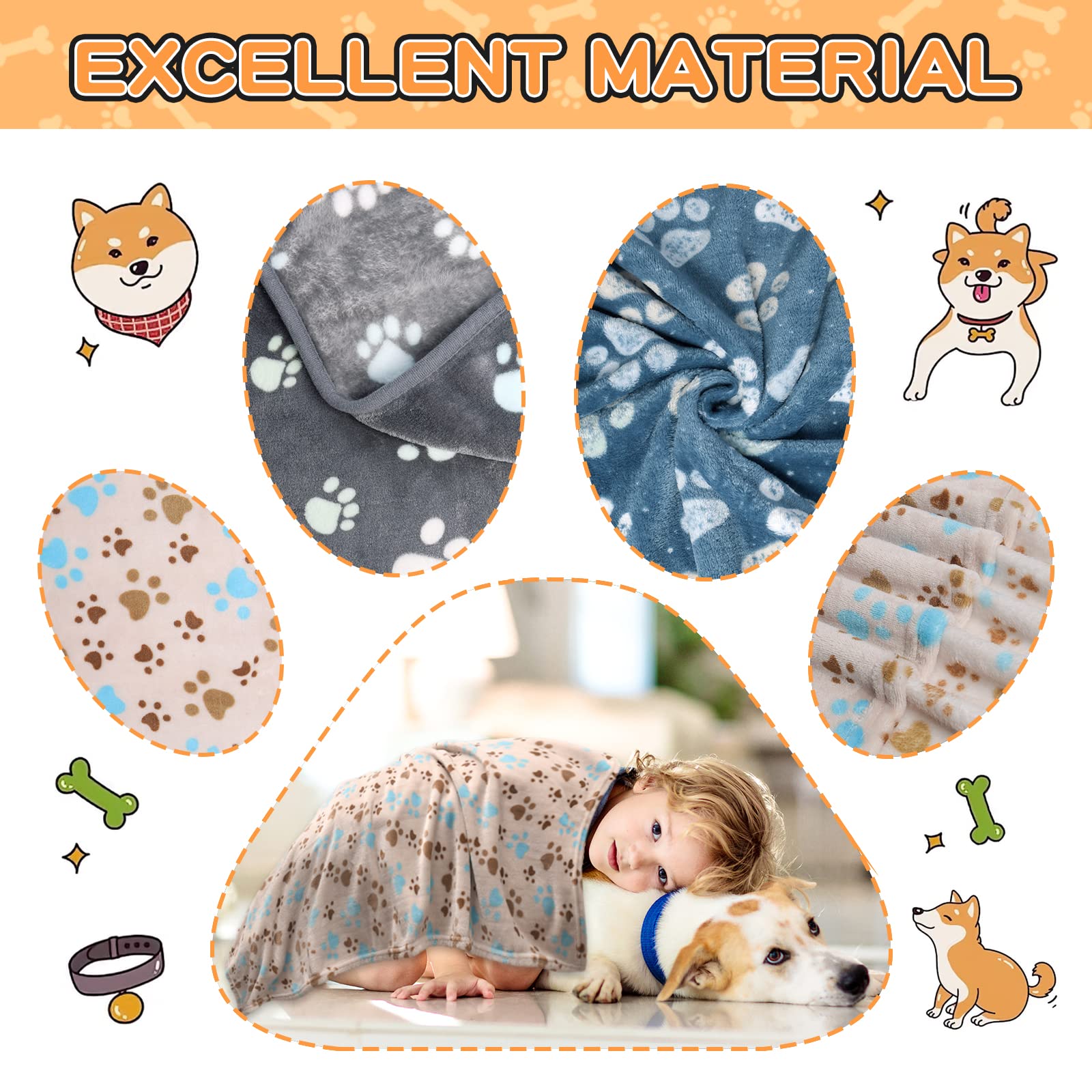 1 Pack 3 Premium Soft Fluffy Fleece Dog Blankets for Large & Medium Dogs - 41x31 Inch Cozy Pet Blanket for Puppy, Cat & Small Animals - Perfect for Couch, Bed & Travel Use